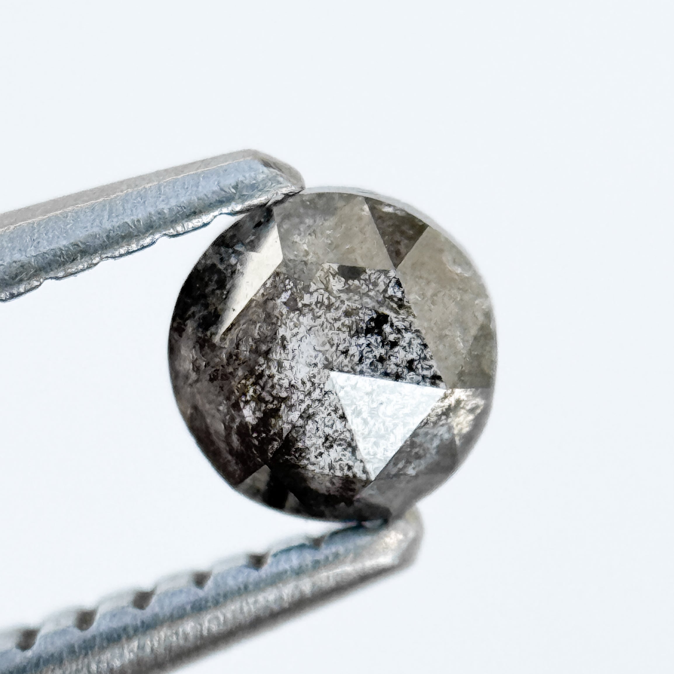 0.37 Ct Round Rose Cut Grey Natural Salt and Pepper Diamond