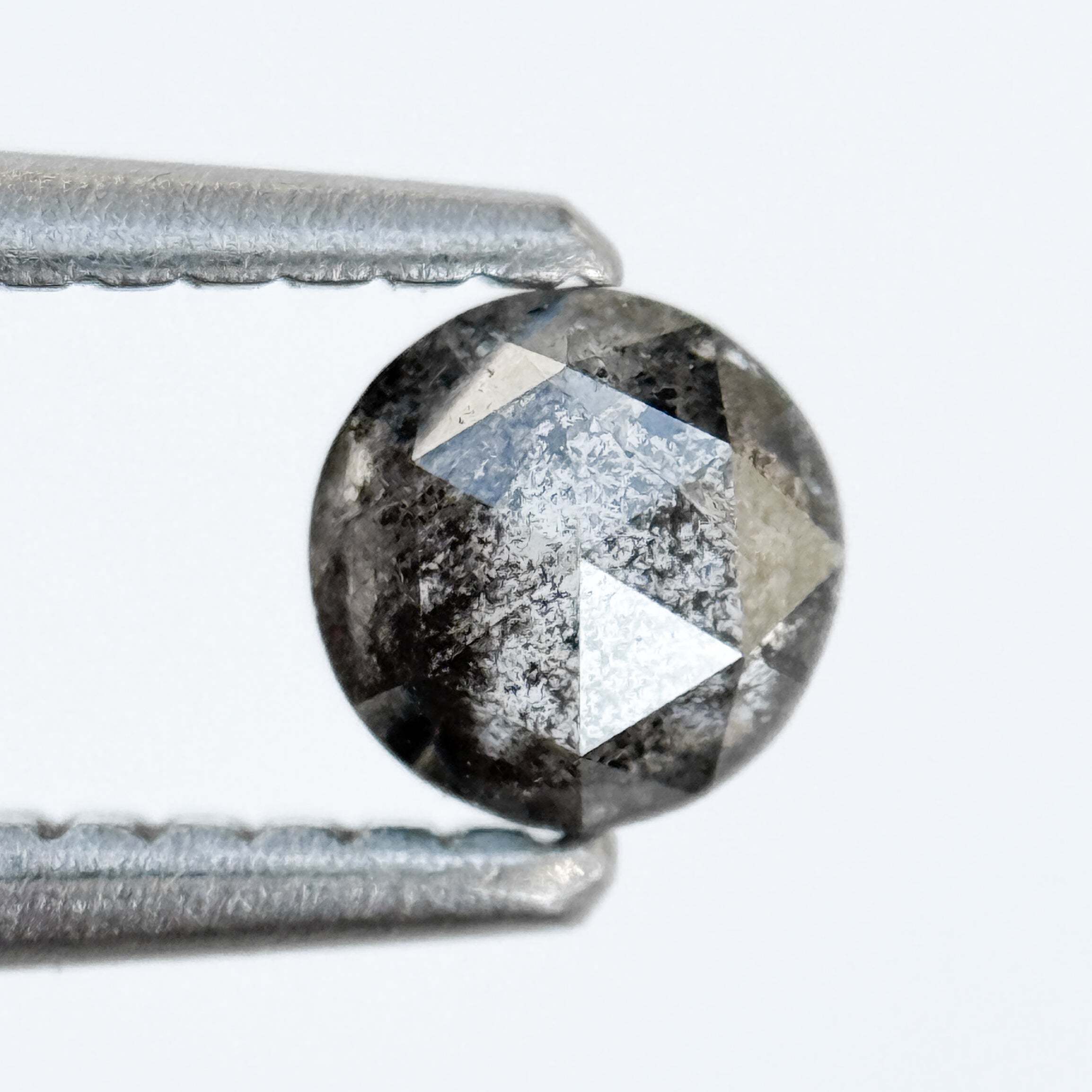 0.37 Ct Round Rose Cut Grey Natural Salt and Pepper Diamond