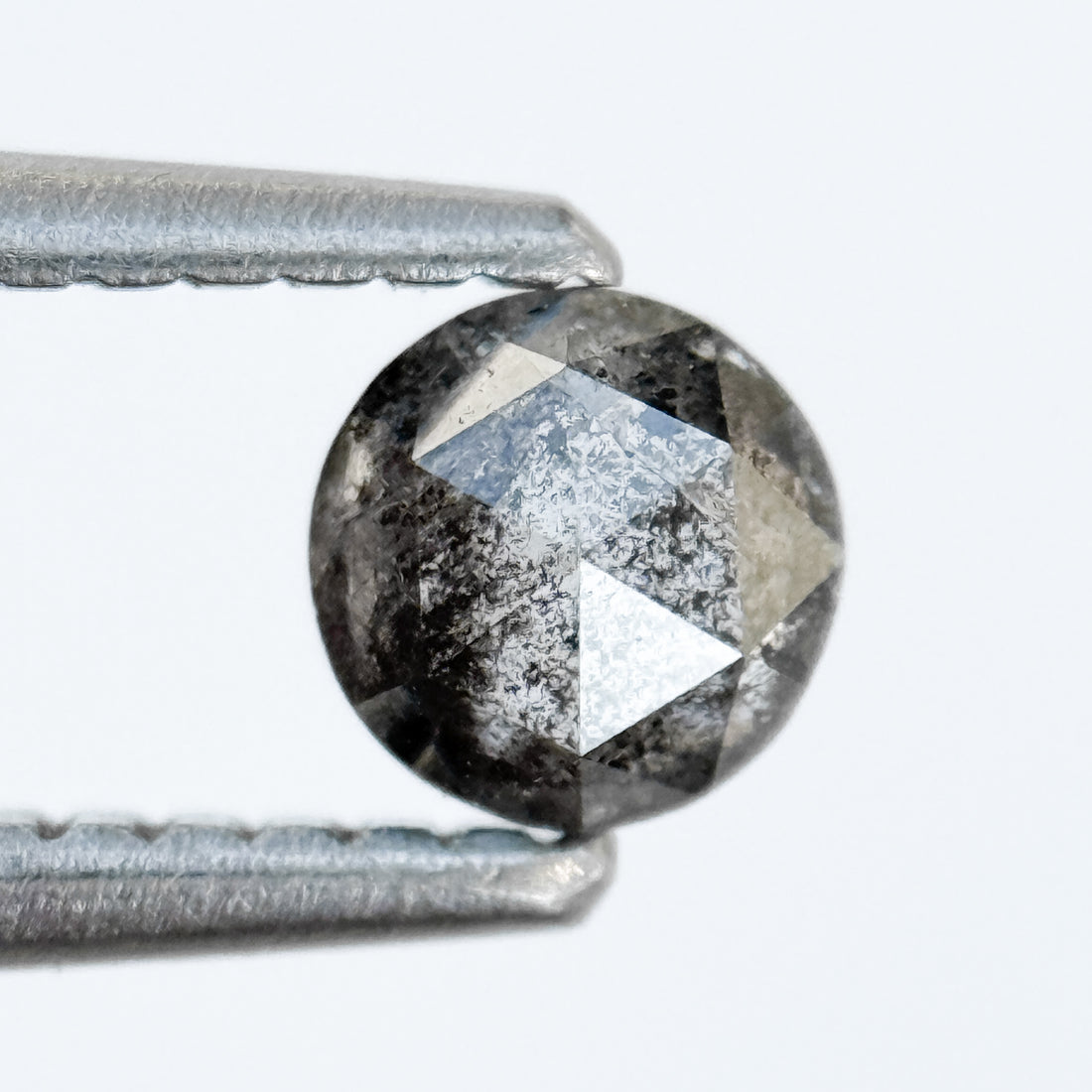 0.37 Ct Round Rose Cut Grey Natural Salt and Pepper Diamond