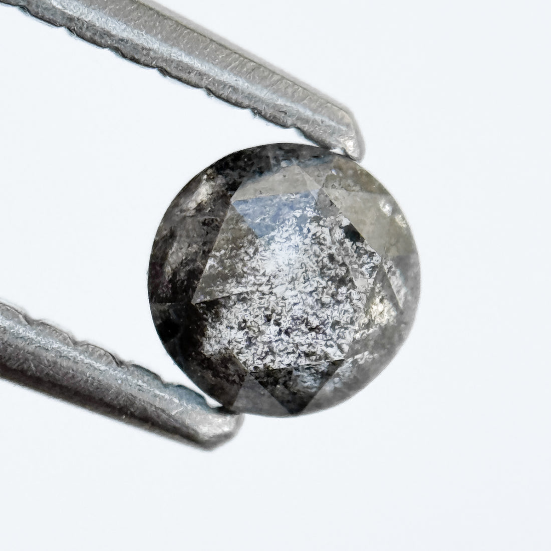 0.37 Ct Round Rose Cut Grey Natural Salt and Pepper Diamond