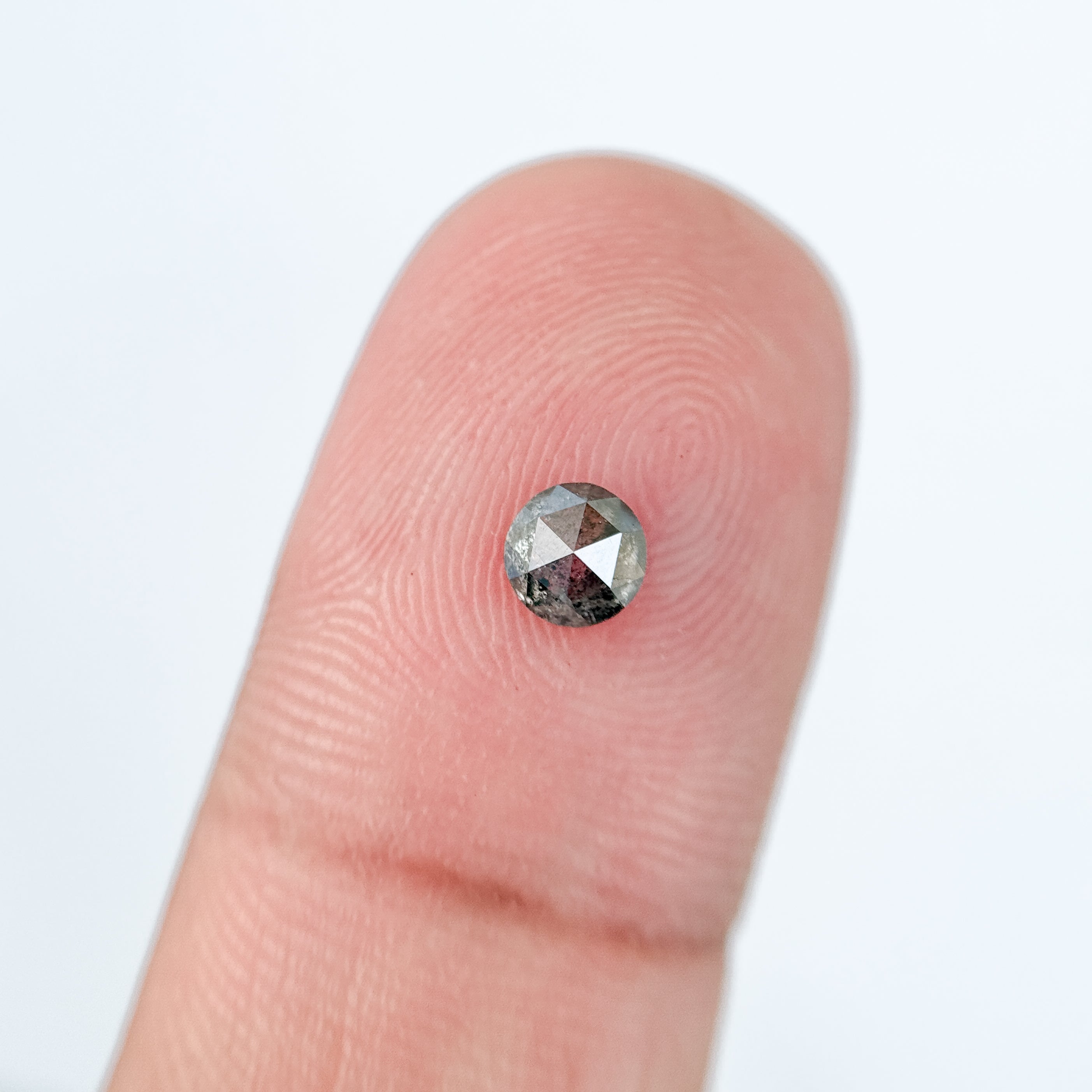 0.37 Ct Round Rose Cut Grey Natural Salt and Pepper Diamond