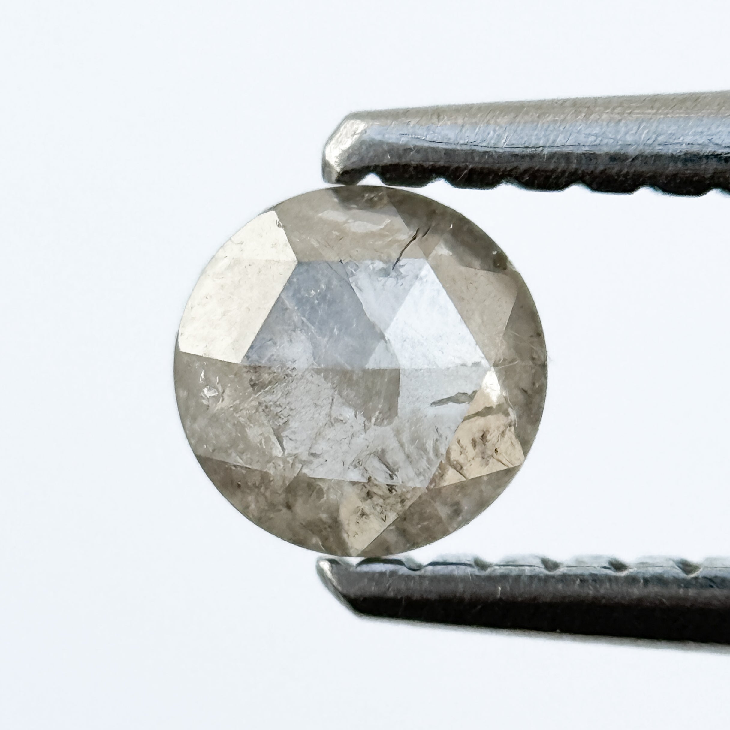 0.33 Ct Round Rose Cut Grey Natural Salt and Pepper Diamond