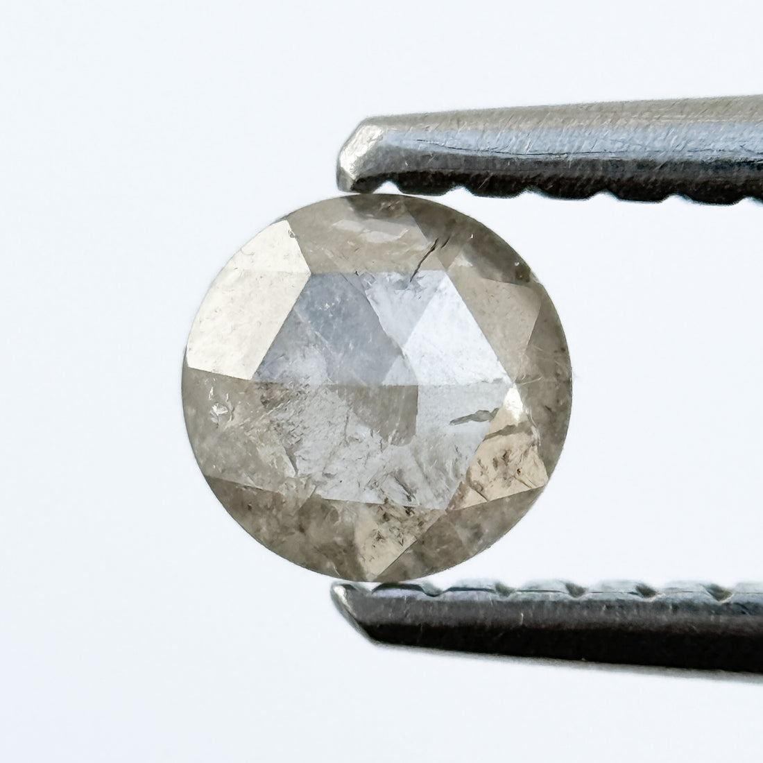 0.33 Ct Round Rose Cut Grey Natural Salt and Pepper Diamond
