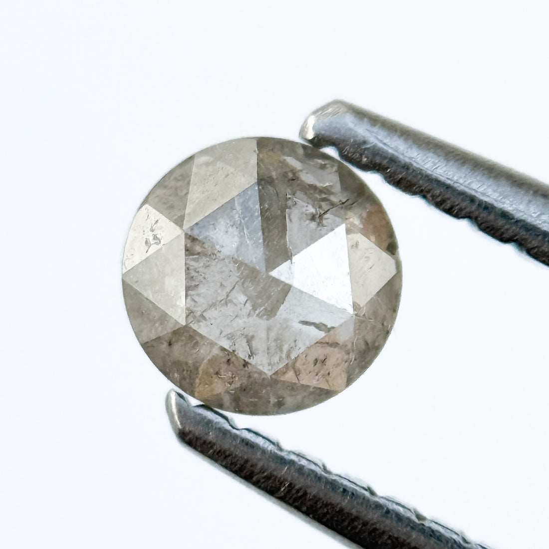 0.33 Ct Round Rose Cut Grey Natural Salt and Pepper Diamond