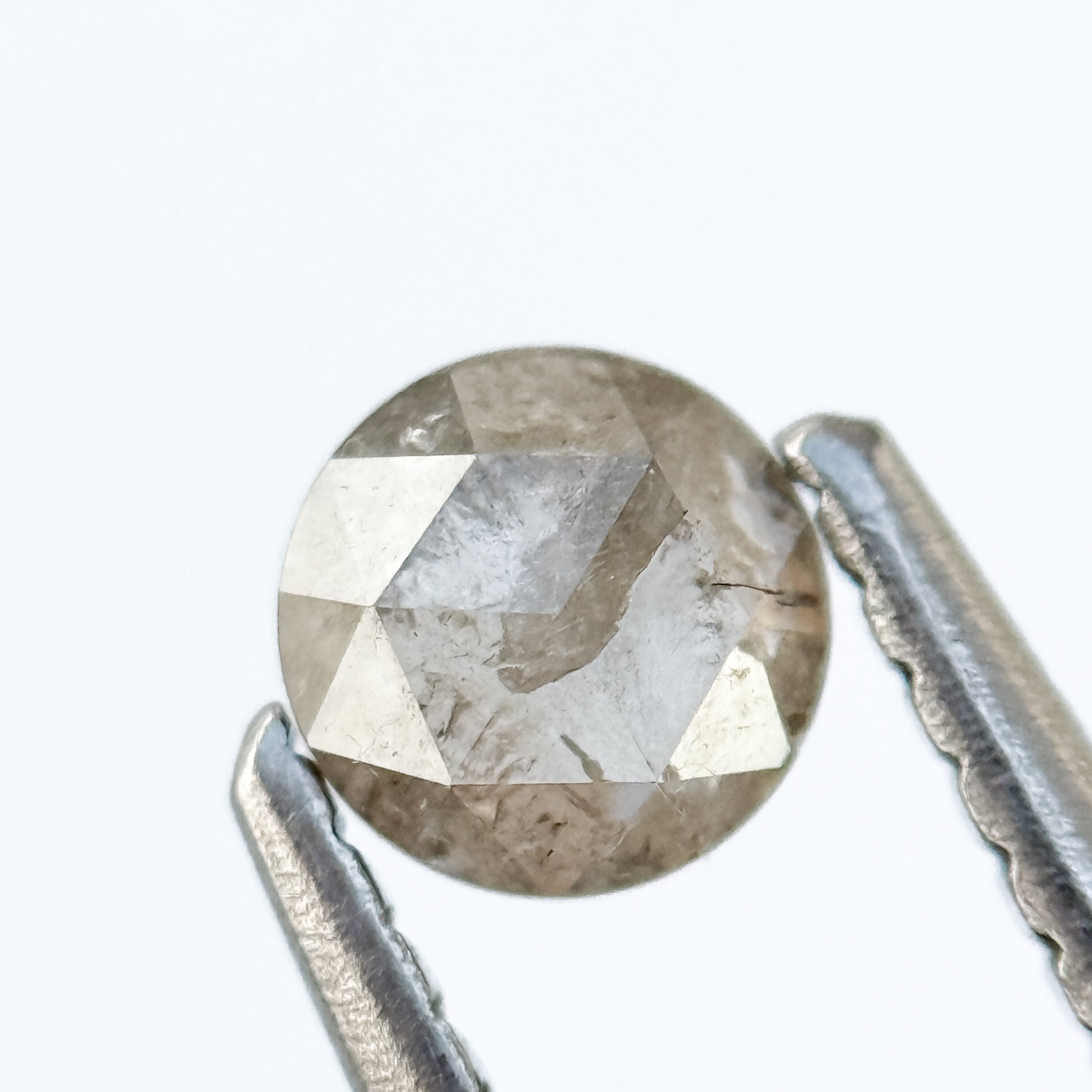 0.33 Ct Round Rose Cut Grey Natural Salt and Pepper Diamond