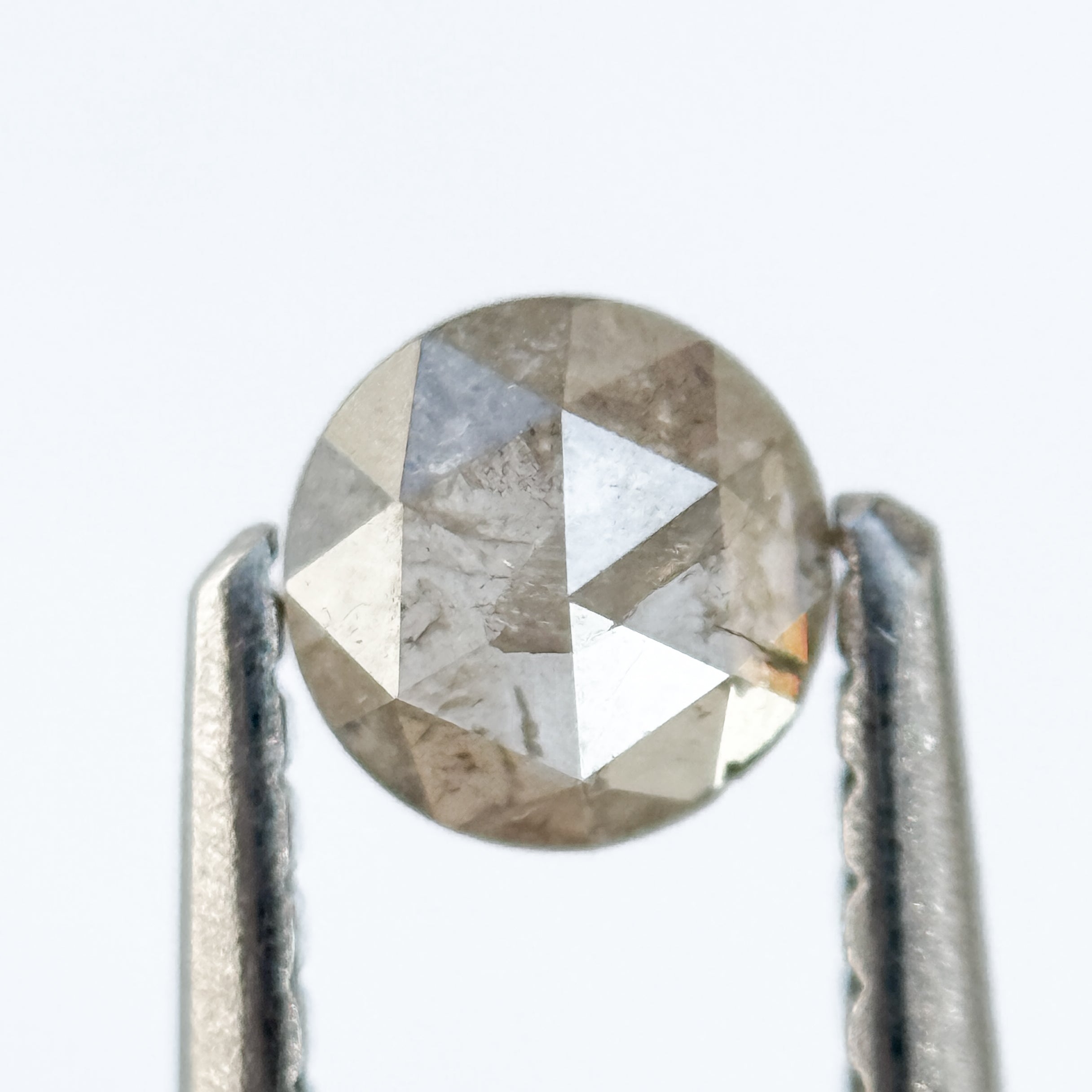 0.33 Ct Round Rose Cut Grey Natural Salt and Pepper Diamond