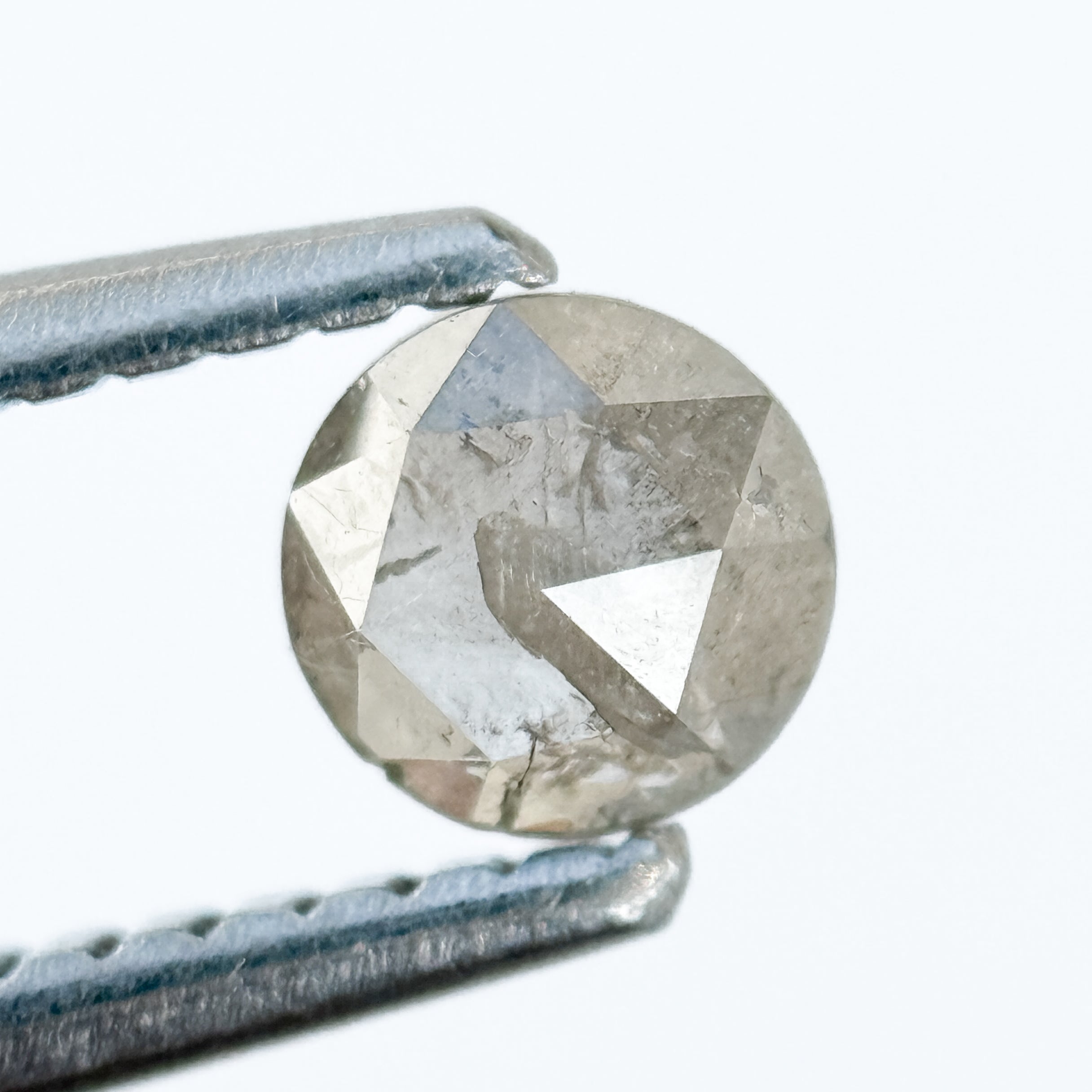 0.33 Ct Round Rose Cut Grey Natural Salt and Pepper Diamond