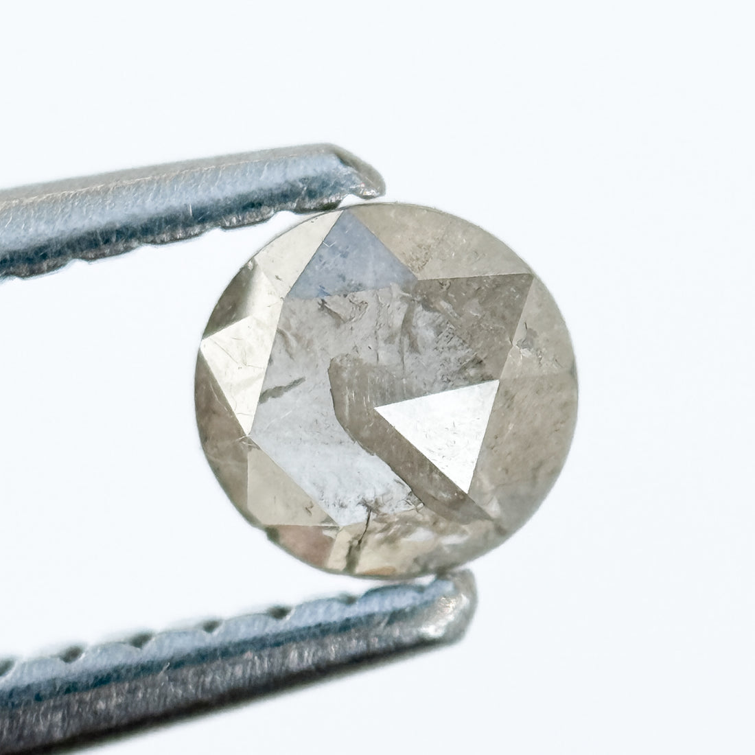 0.33 Ct Round Rose Cut Grey Natural Salt and Pepper Diamond