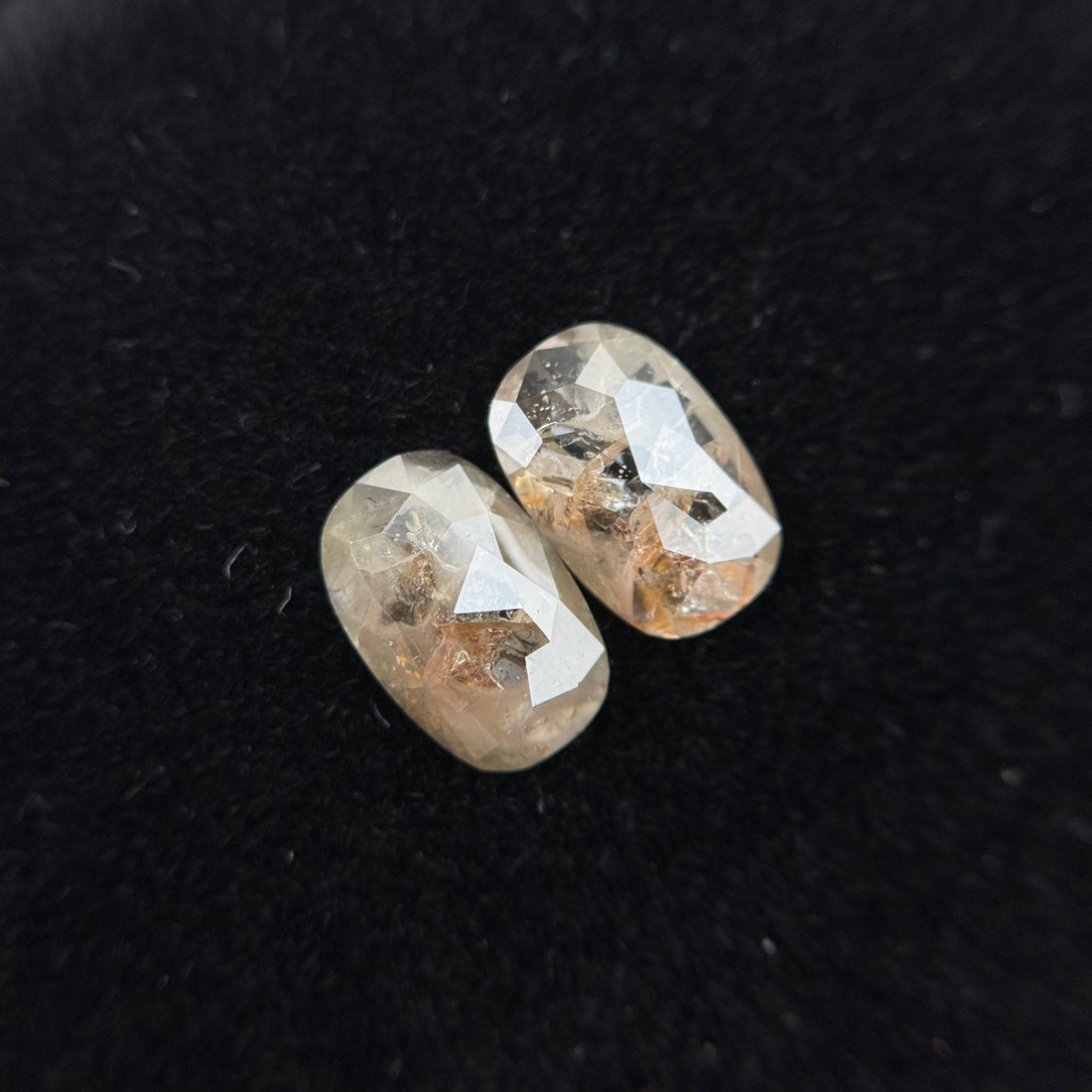 1.56 Ct Oval Rose Cut Grey Natural Galaxy Salt and Pepper Diamond Pair