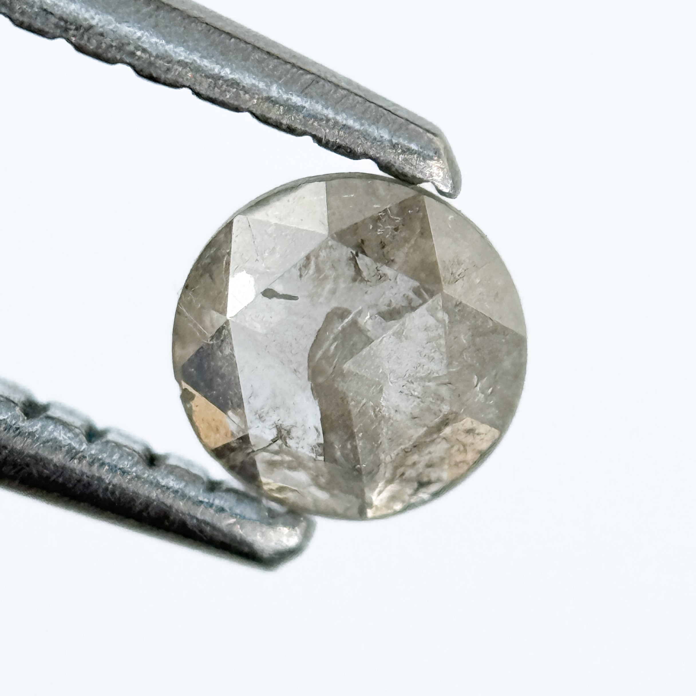0.33 Ct Round Rose Cut Grey Natural Salt and Pepper Diamond