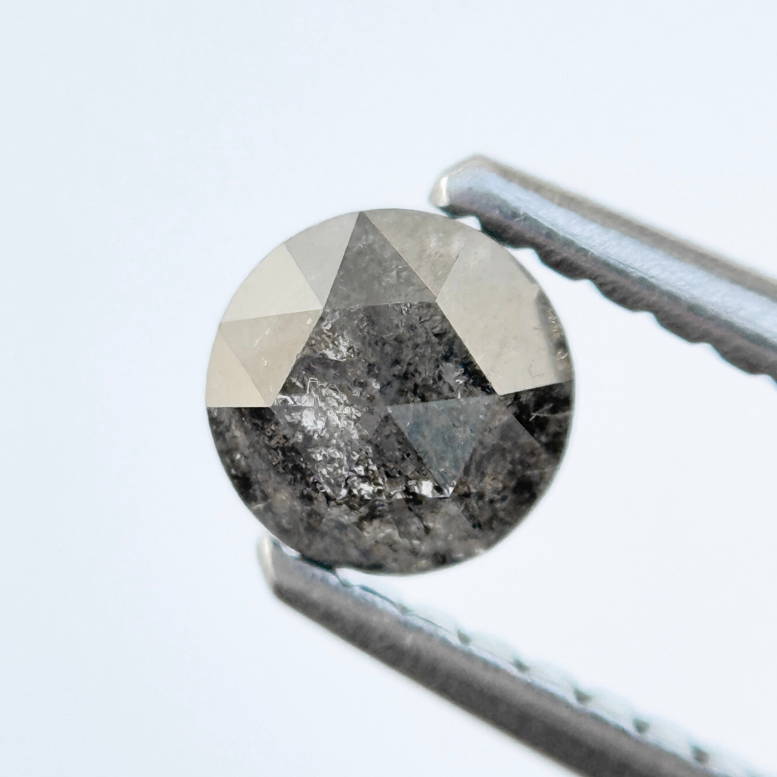 0.42 Ct Round Rose Cut Grey Natural Salt and Pepper Diamond
