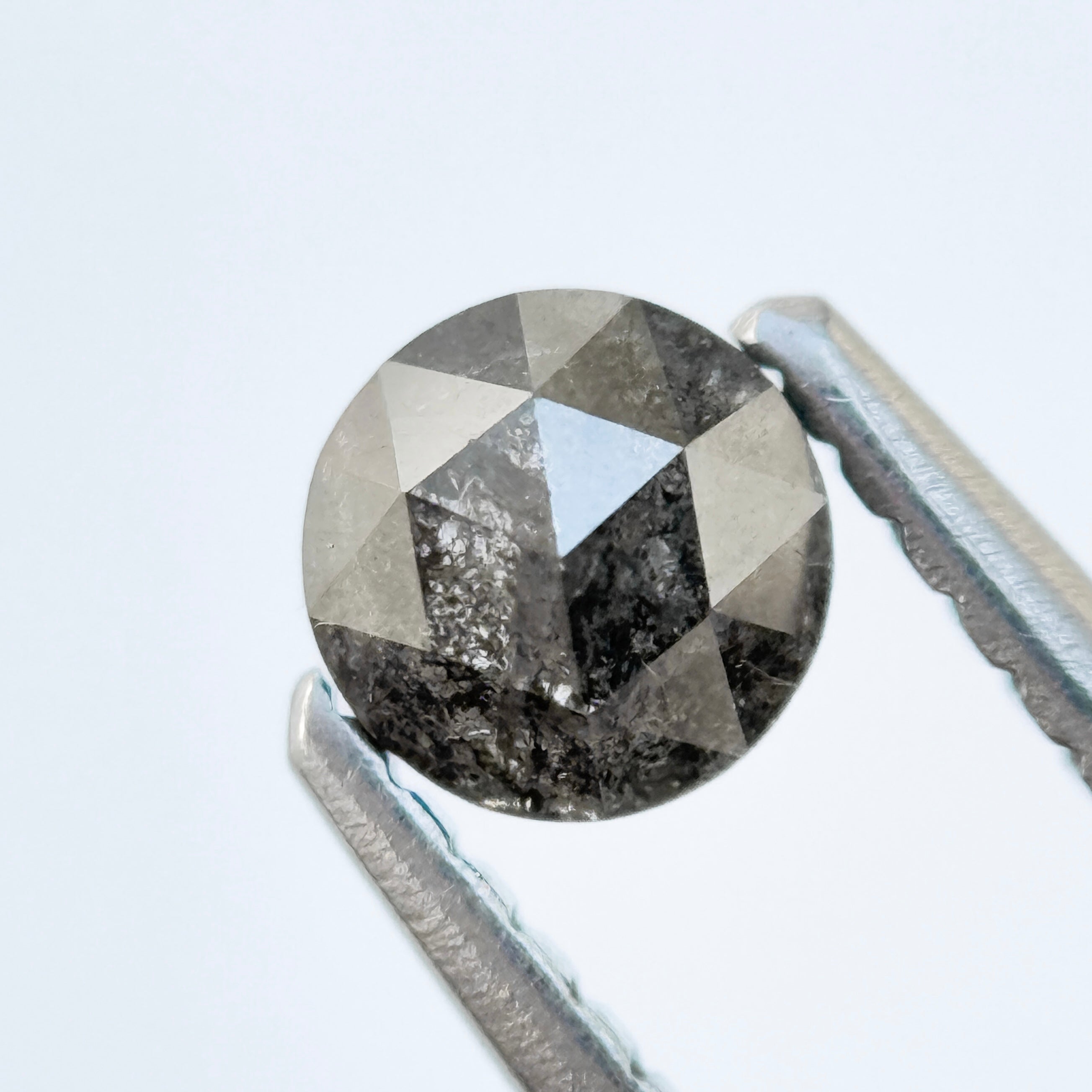 0.42 Ct Round Rose Cut Grey Natural Salt and Pepper Diamond