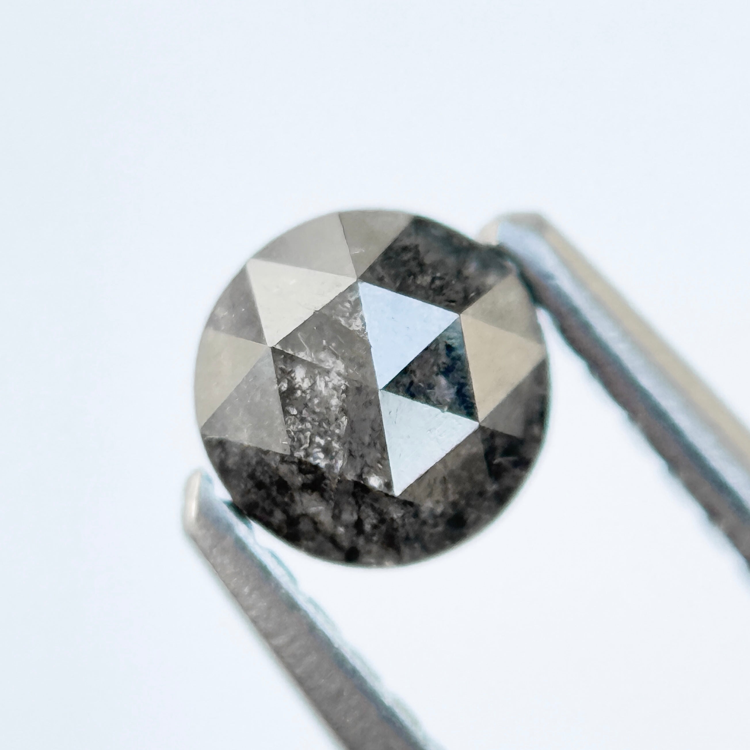 0.42 Ct Round Rose Cut Grey Natural Salt and Pepper Diamond