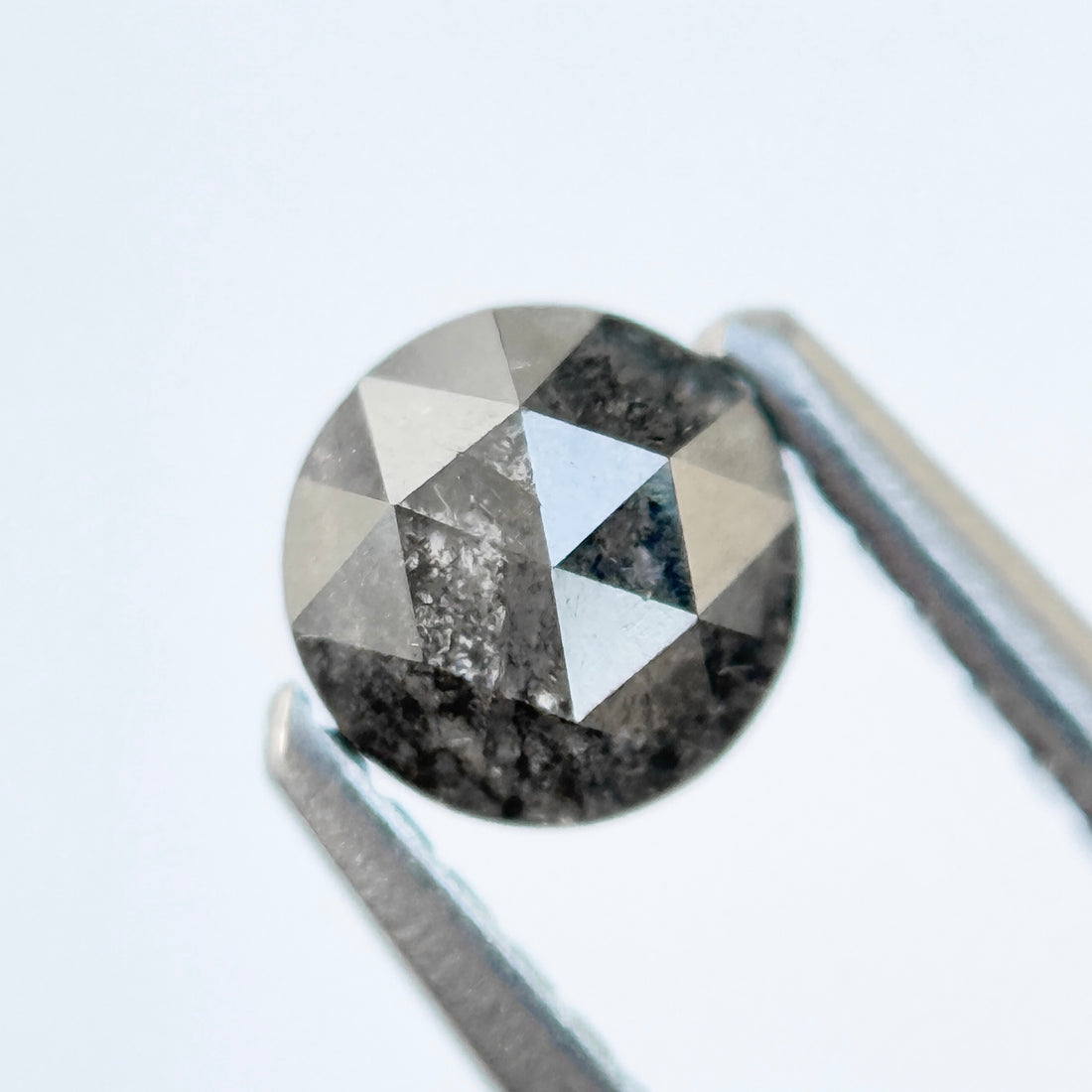 0.42 Ct Round Rose Cut Grey Natural Salt and Pepper Diamond
