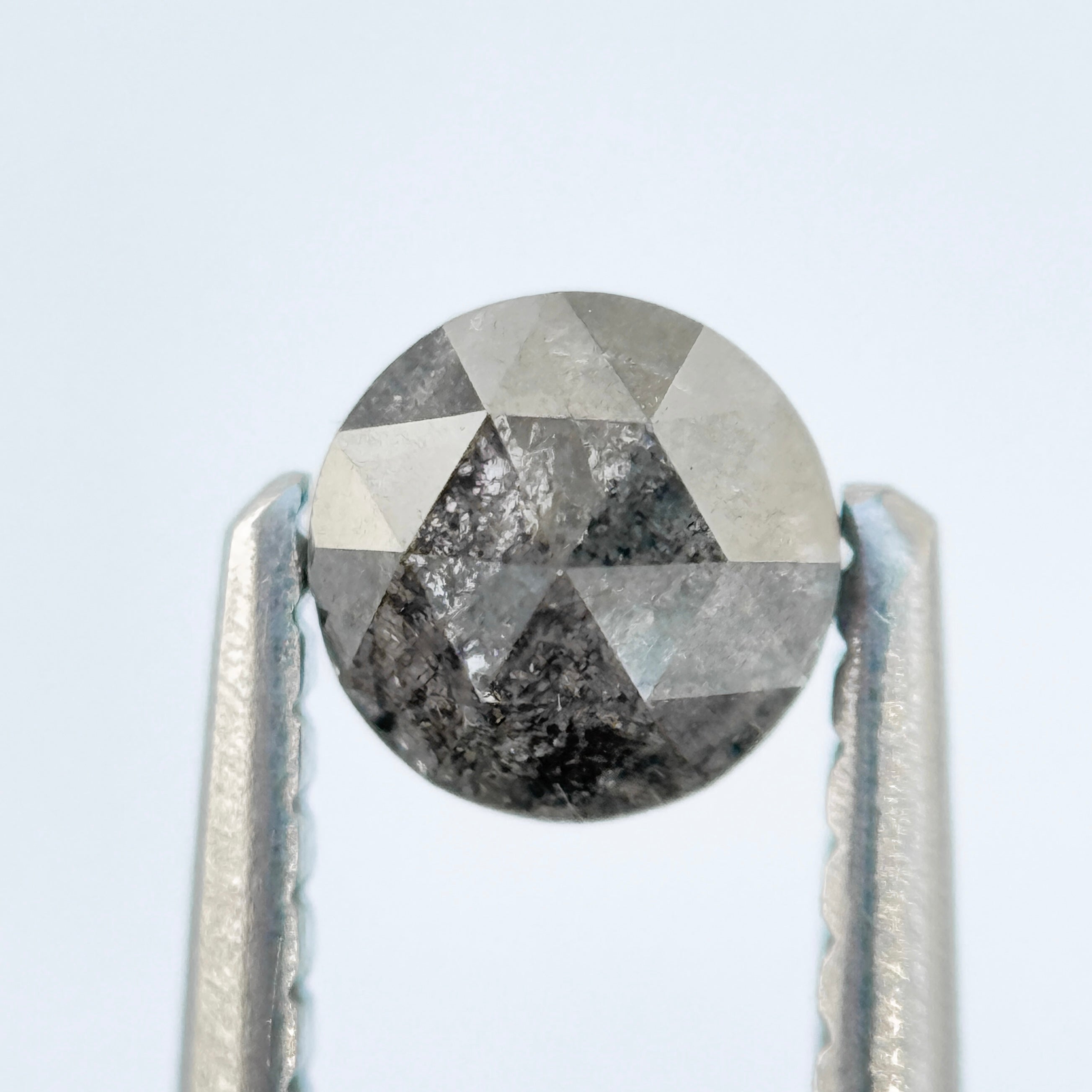 0.42 Ct Round Rose Cut Grey Natural Salt and Pepper Diamond