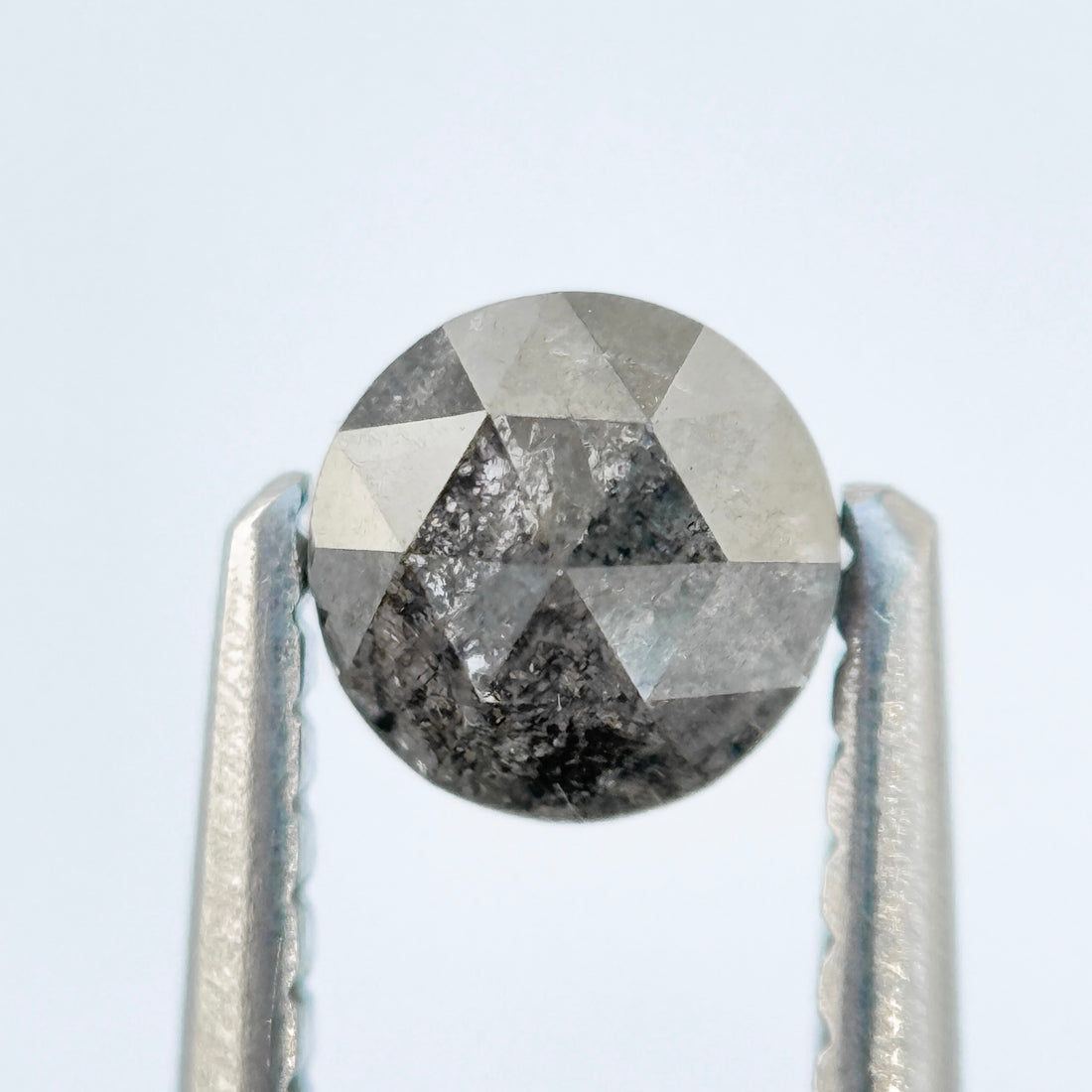 0.42 Ct Round Rose Cut Grey Natural Salt and Pepper Diamond