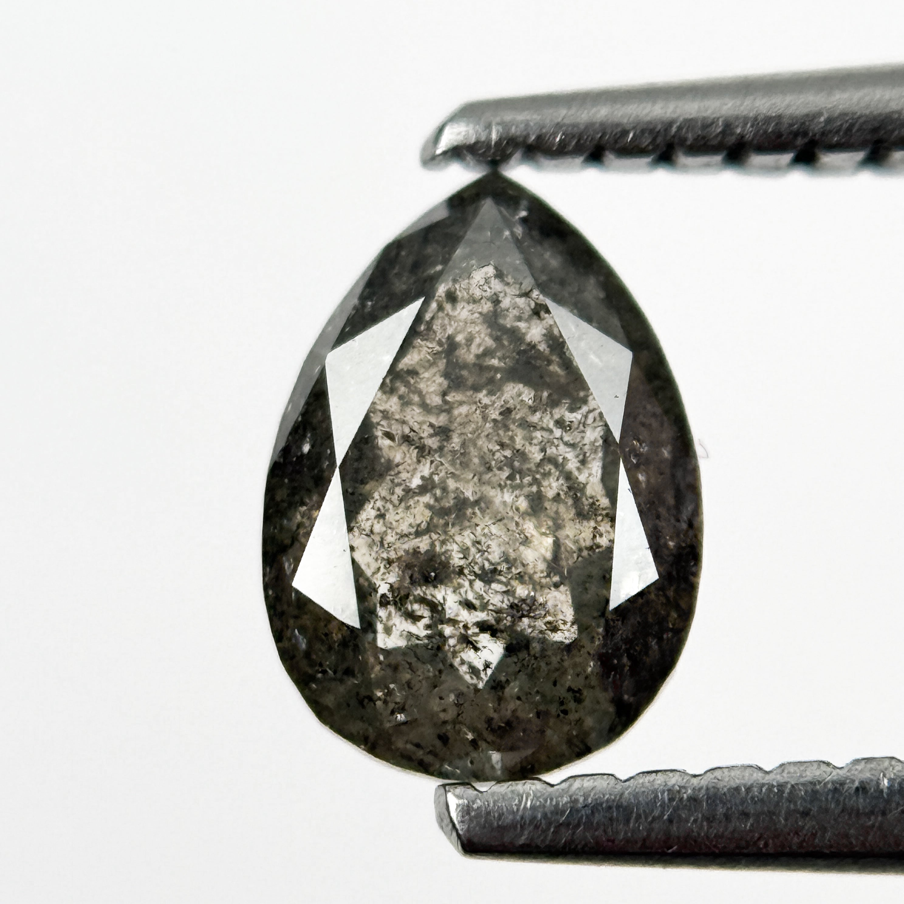 0.84 Ct Pear Rose Cut Grey Natural Galaxy Diamond