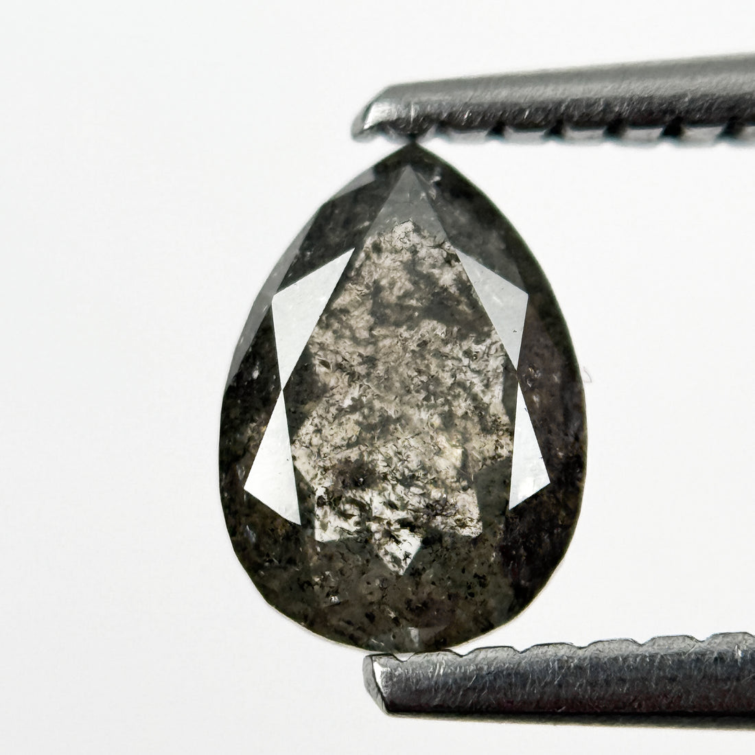 0.84 Ct Pear Rose Cut Grey Natural Galaxy Diamond