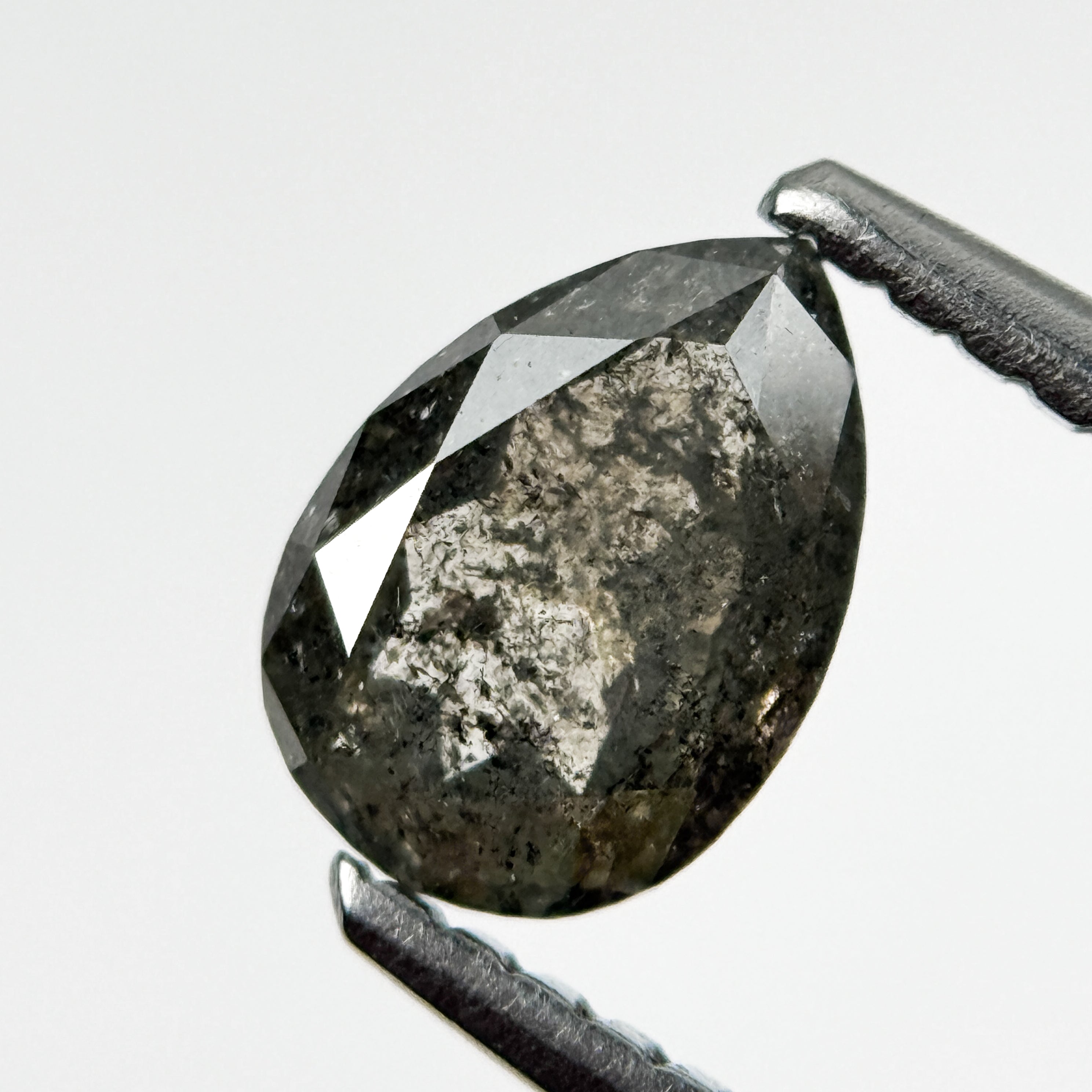 0.84 Ct Pear Rose Cut Grey Natural Galaxy Diamond