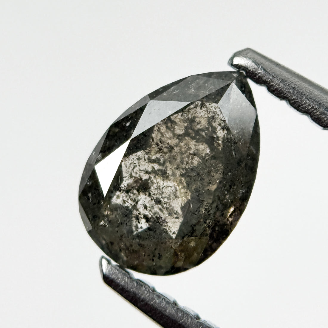 0.84 Ct Pear Rose Cut Grey Natural Galaxy Diamond