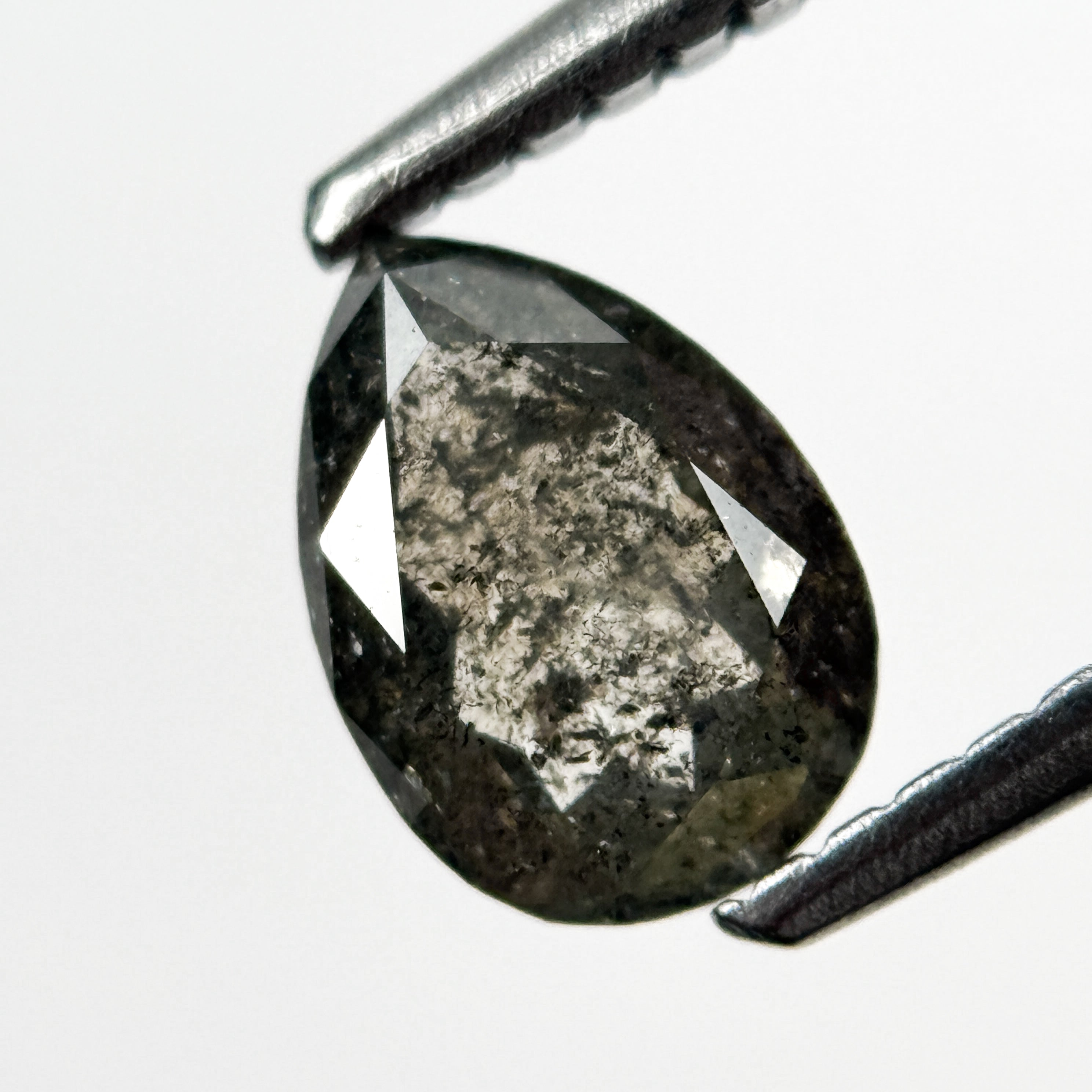 0.84 Ct Pear Rose Cut Grey Natural Galaxy Diamond