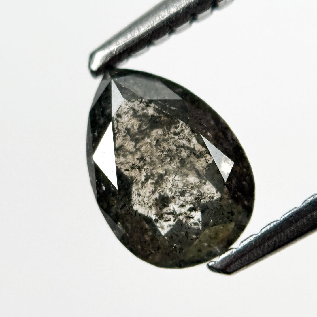 0.84 Ct Pear Rose Cut Grey Natural Galaxy Diamond