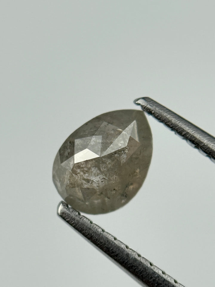 0.75 Ct Pear Rose Cut Grey Natural Salt and Pepper Diamond