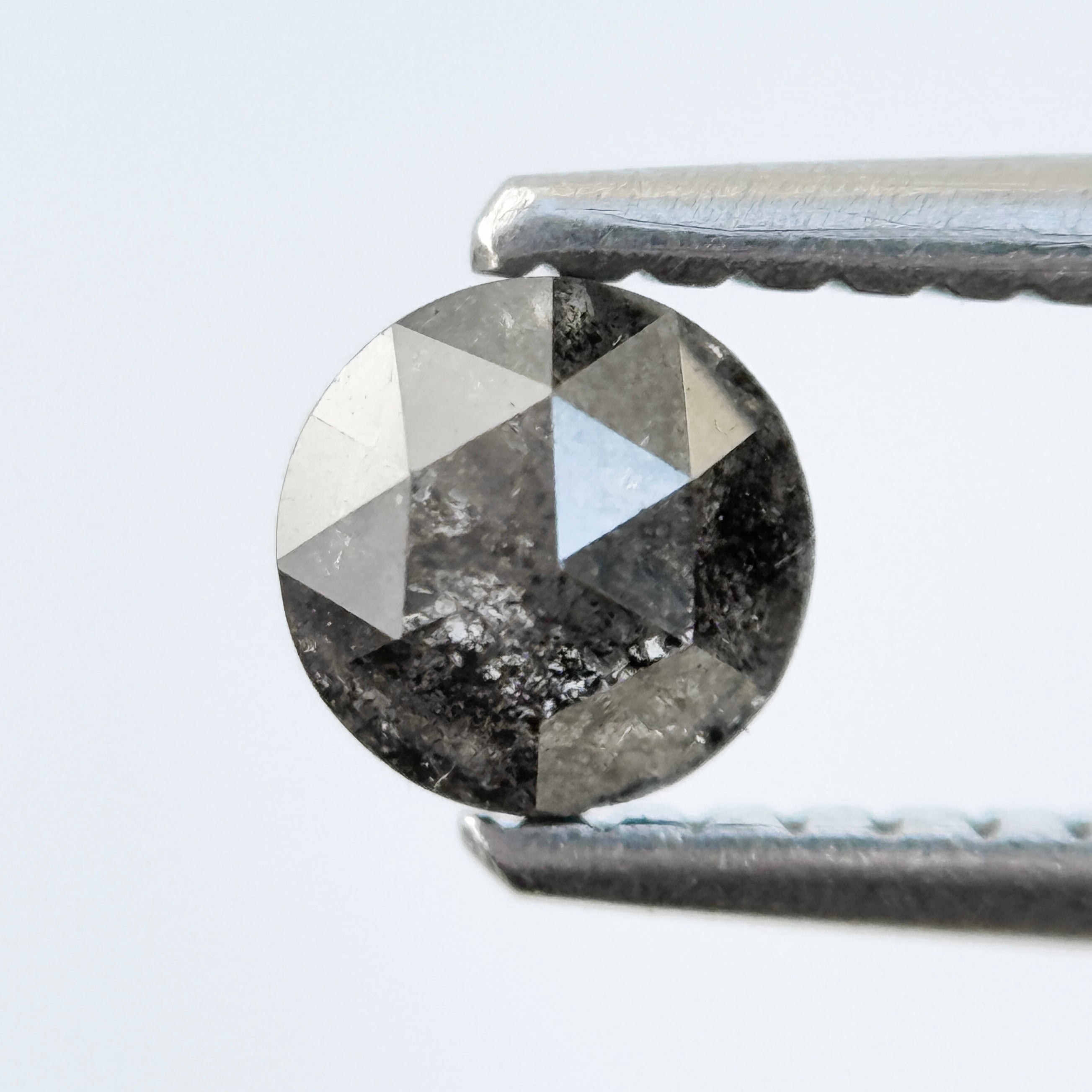 0.42 Ct Round Rose Cut Grey Natural Salt and Pepper Diamond