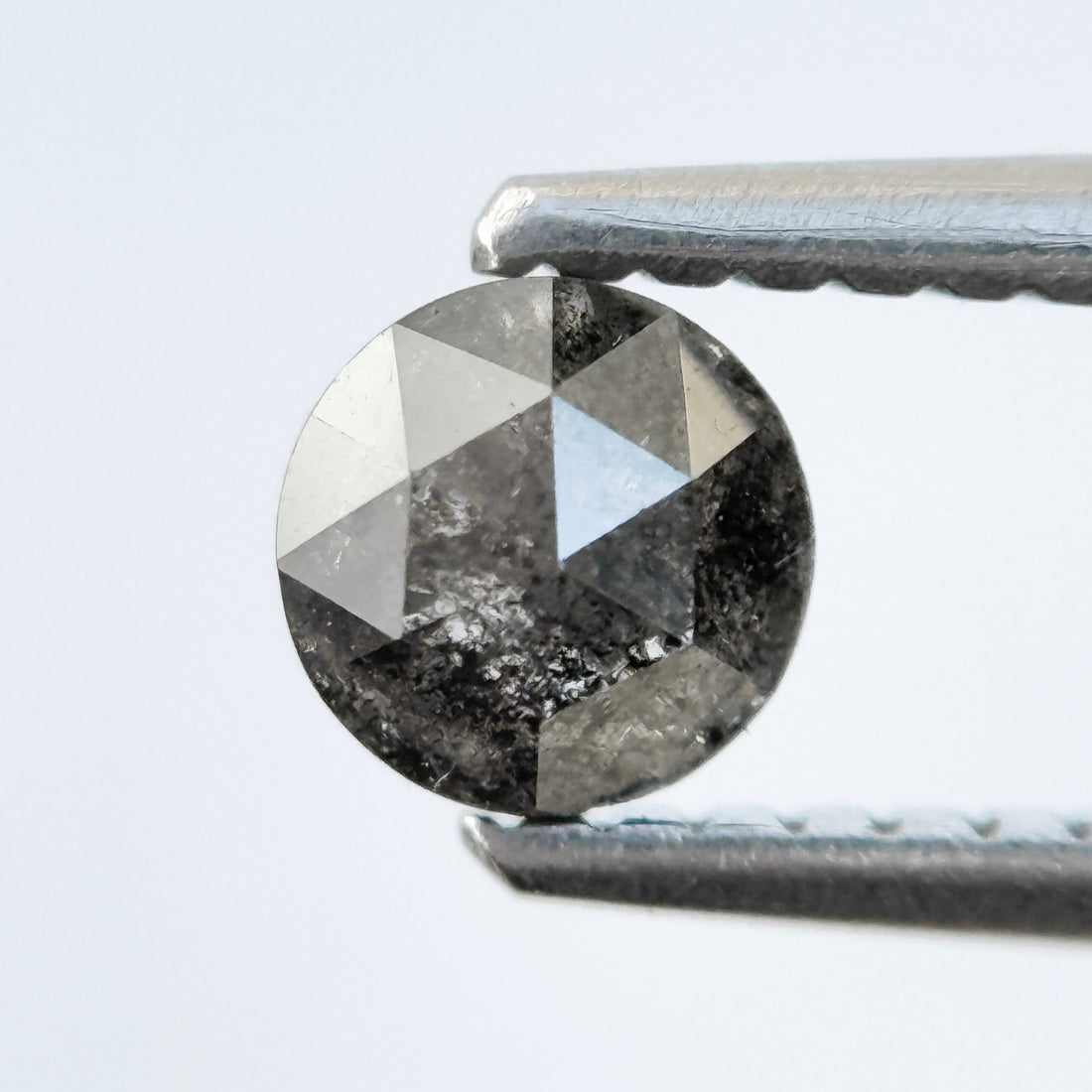 0.42 Ct Round Rose Cut Grey Natural Salt and Pepper Diamond