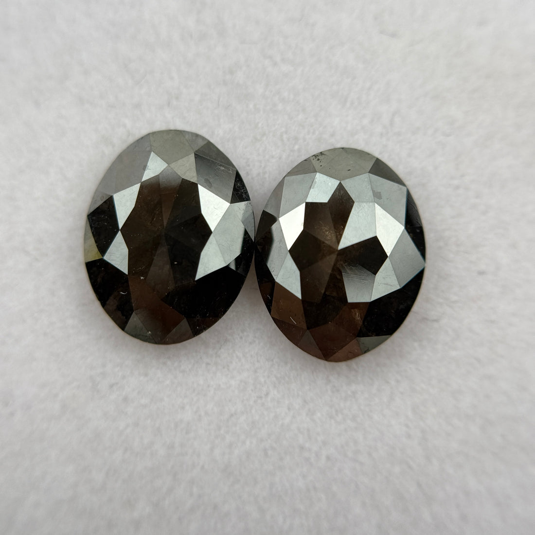 4.26 Ct Oval Rose Cut Black Natural Rare Diamond Pair