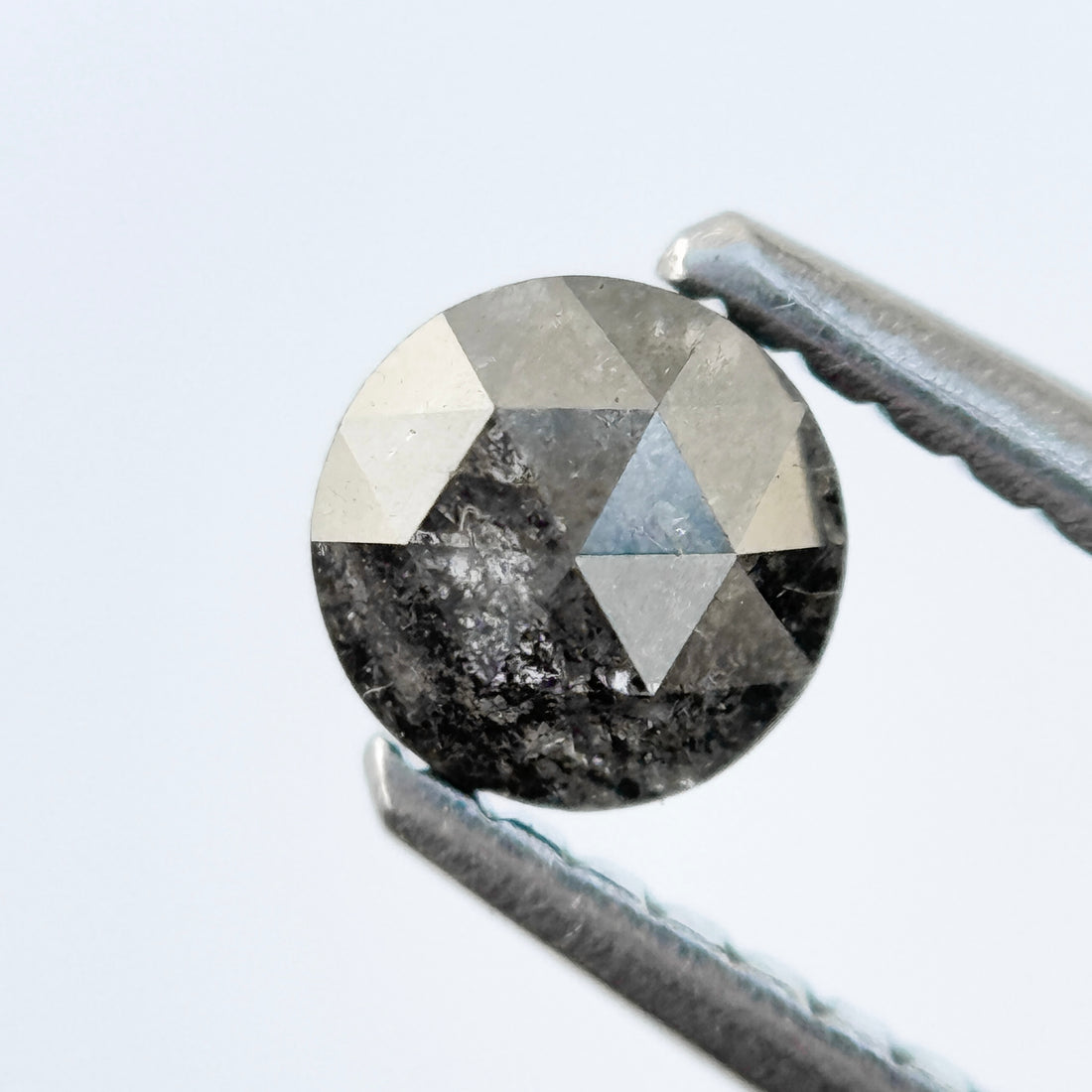 0.42 Ct Round Rose Cut Grey Natural Salt and Pepper Diamond