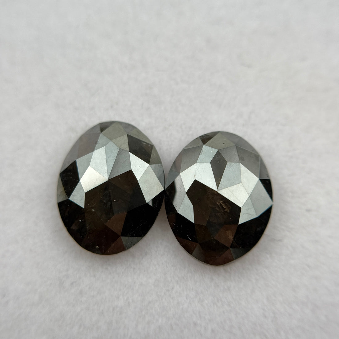 4.26 Ct Oval Rose Cut Black Natural Rare Diamond Pair
