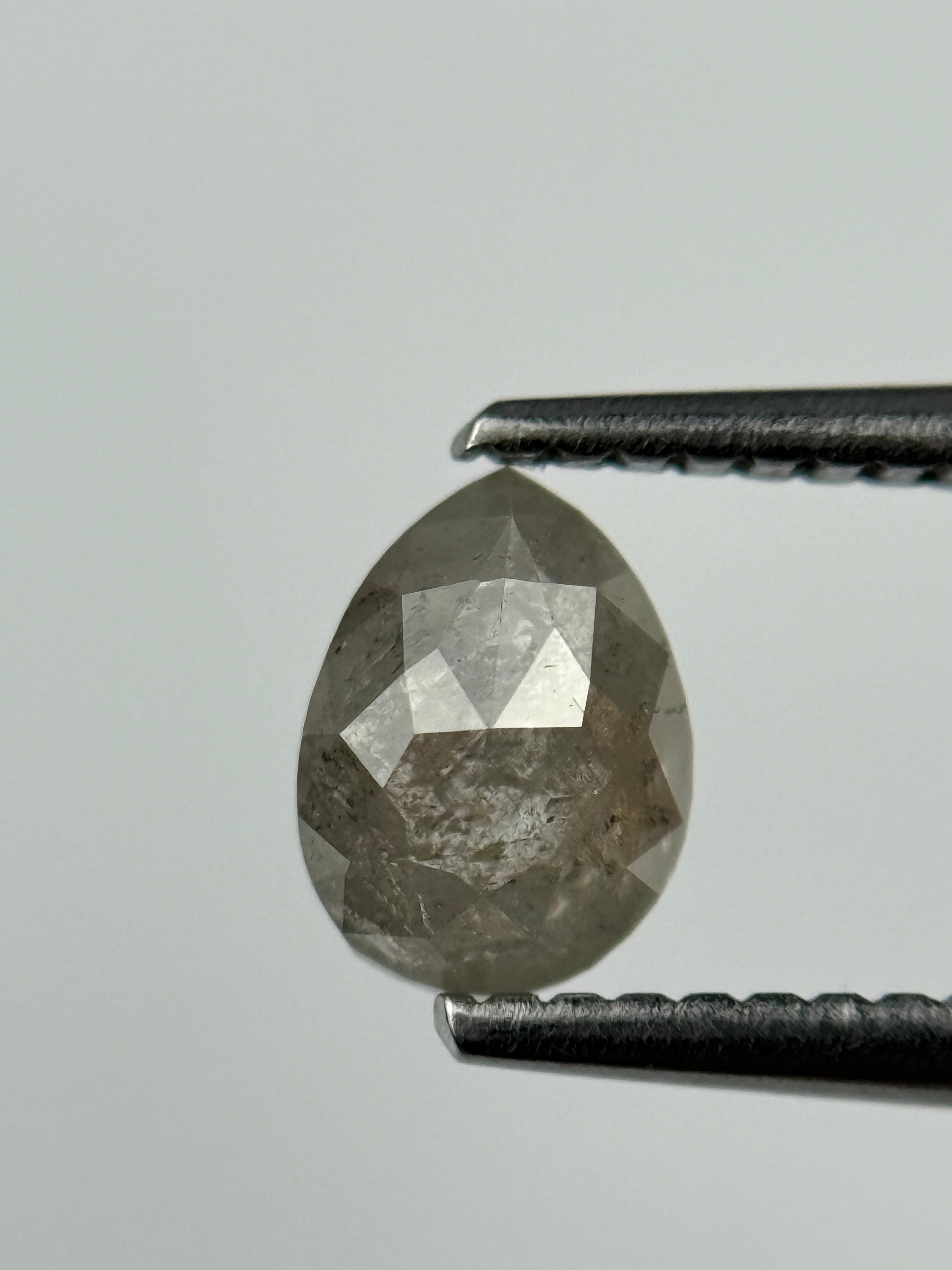 0.75 Ct Pear Rose Cut Grey Natural Salt and Pepper Diamond