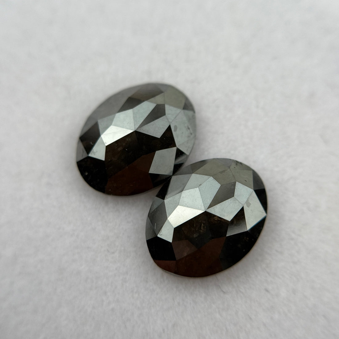 4.26 Ct Oval Rose Cut Black Natural Rare Diamond Pair
