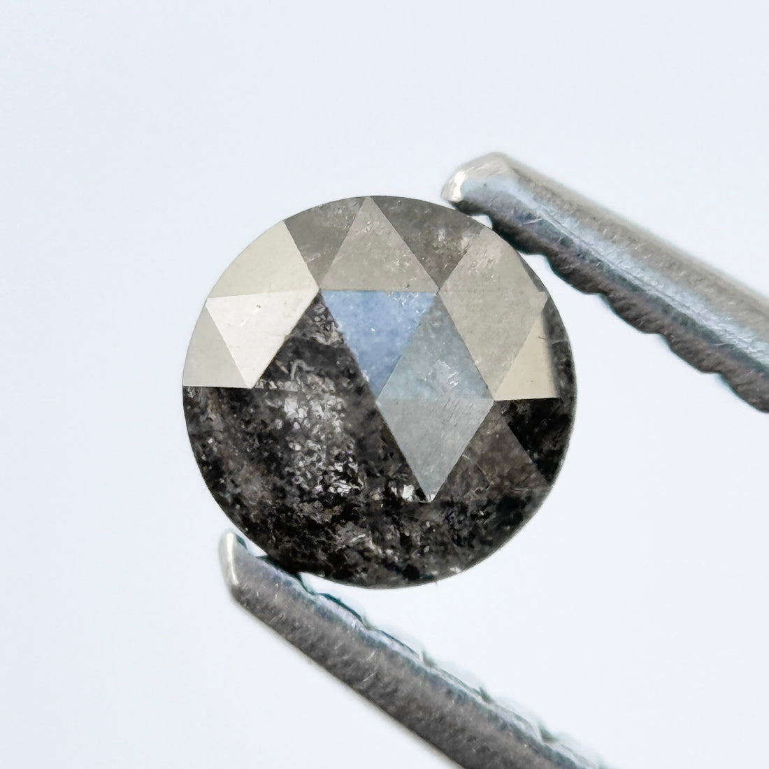 0.42 Ct Round Rose Cut Grey Natural Salt and Pepper Diamond