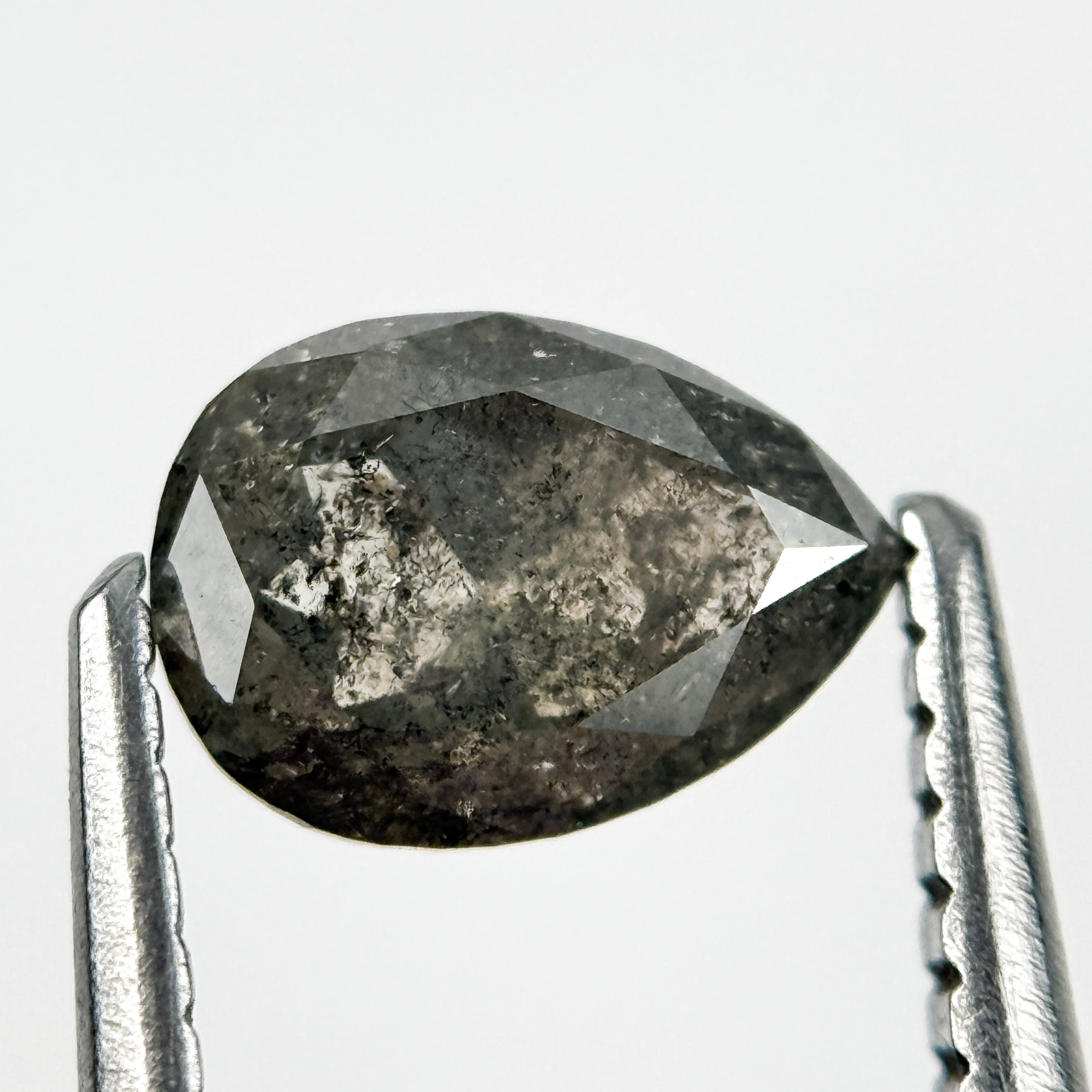 0.84 Ct Pear Rose Cut Grey Natural Galaxy Diamond