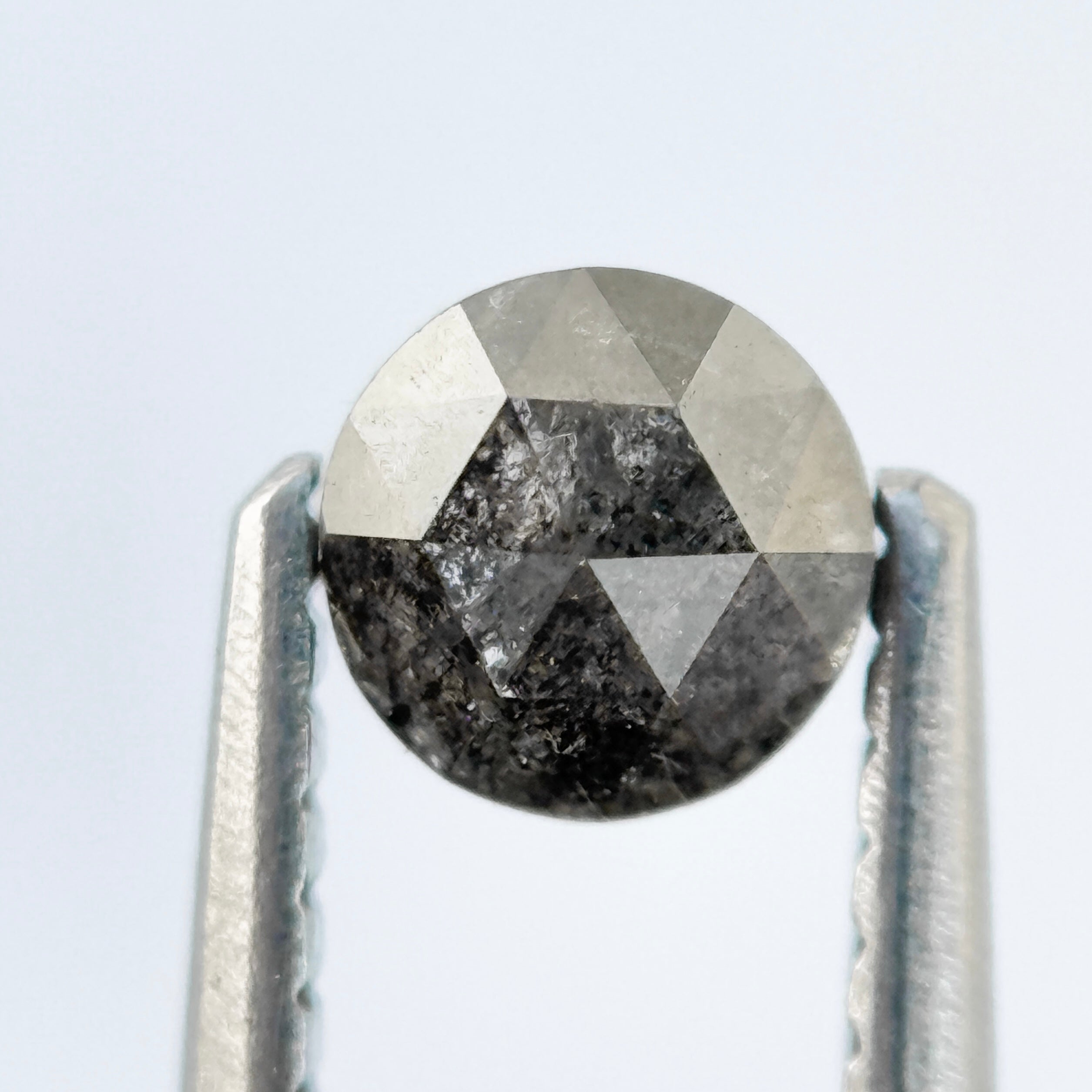 0.42 Ct Round Rose Cut Grey Natural Salt and Pepper Diamond