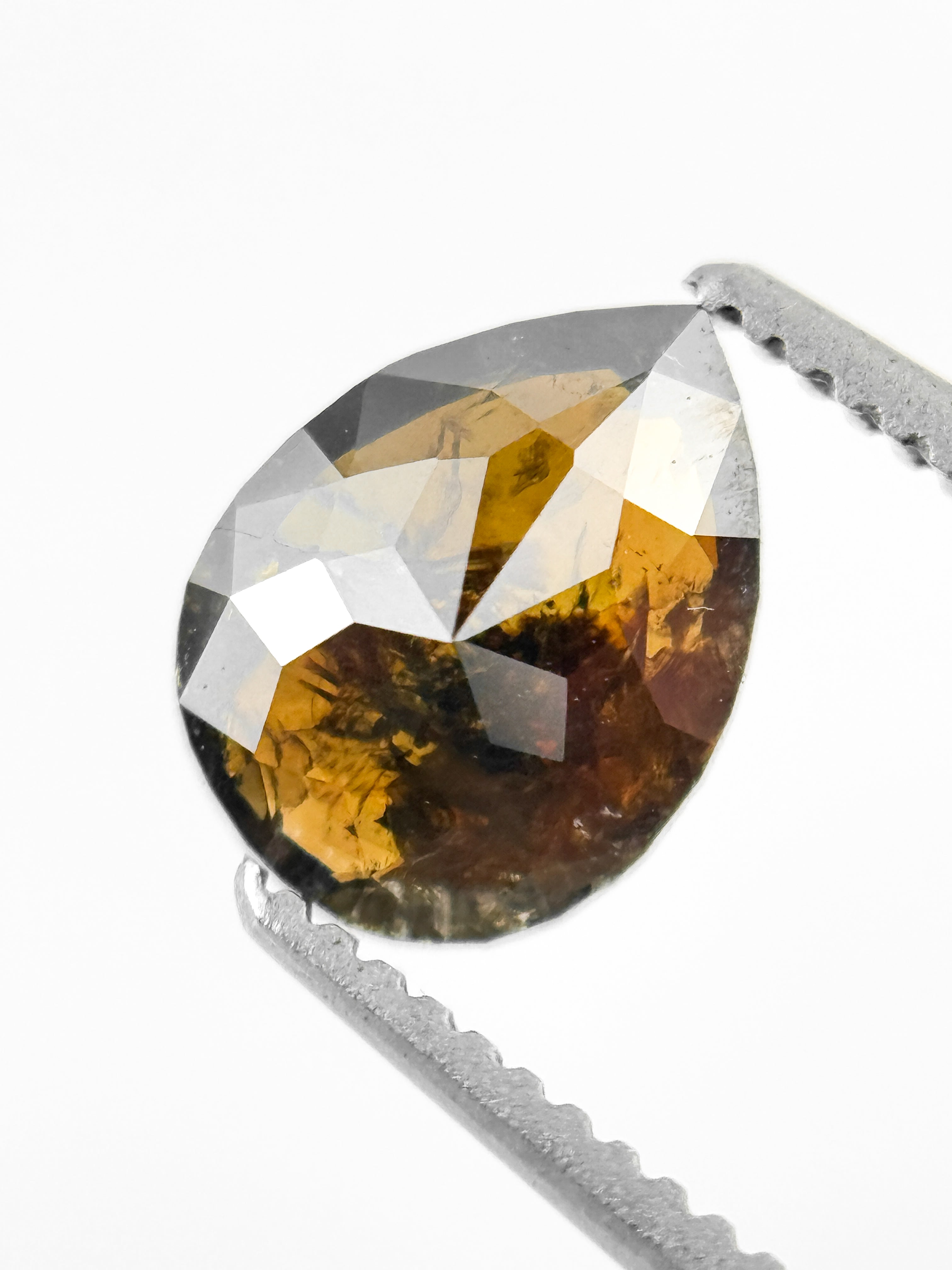 1.12 Ct Pear Rose Cut Brown Natural Fancy Diamond
