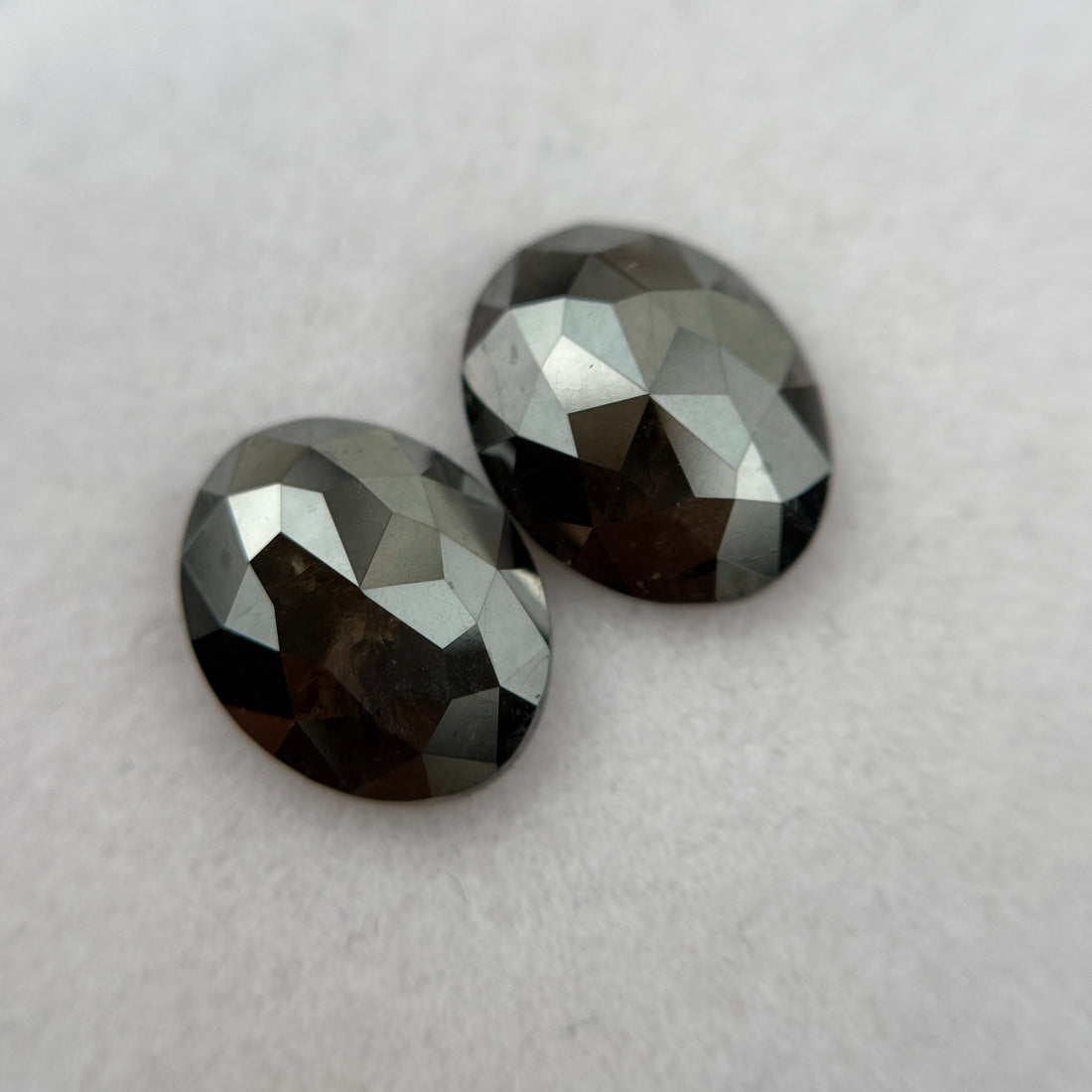 4.26 Ct Oval Rose Cut Black Natural Rare Diamond Pair