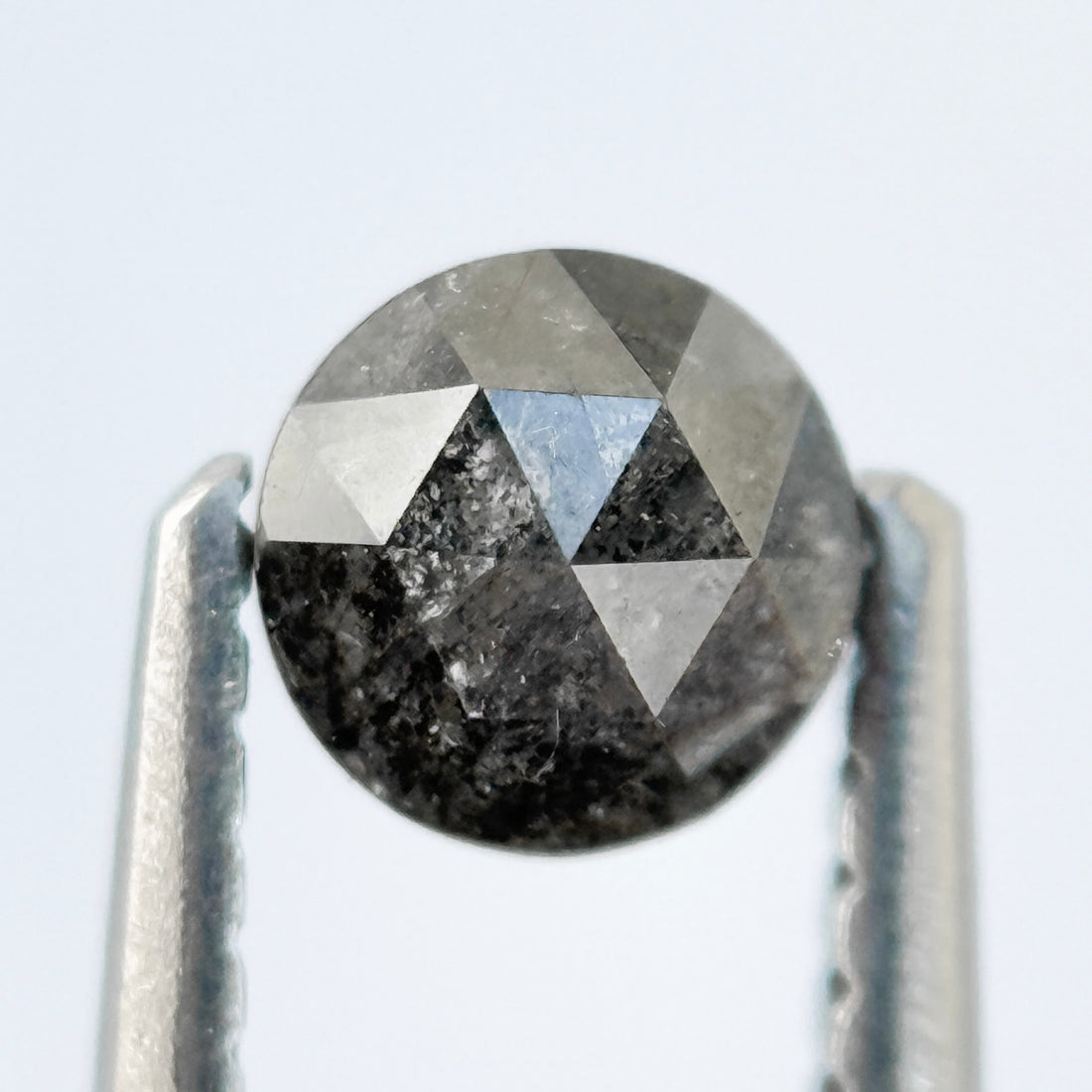0.42 Ct Round Rose Cut Grey Natural Salt and Pepper Diamond
