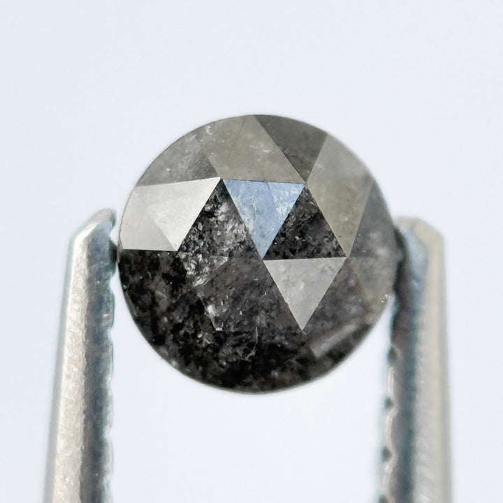 0.42 Ct Round Rose Cut Grey Natural Salt and Pepper Diamond