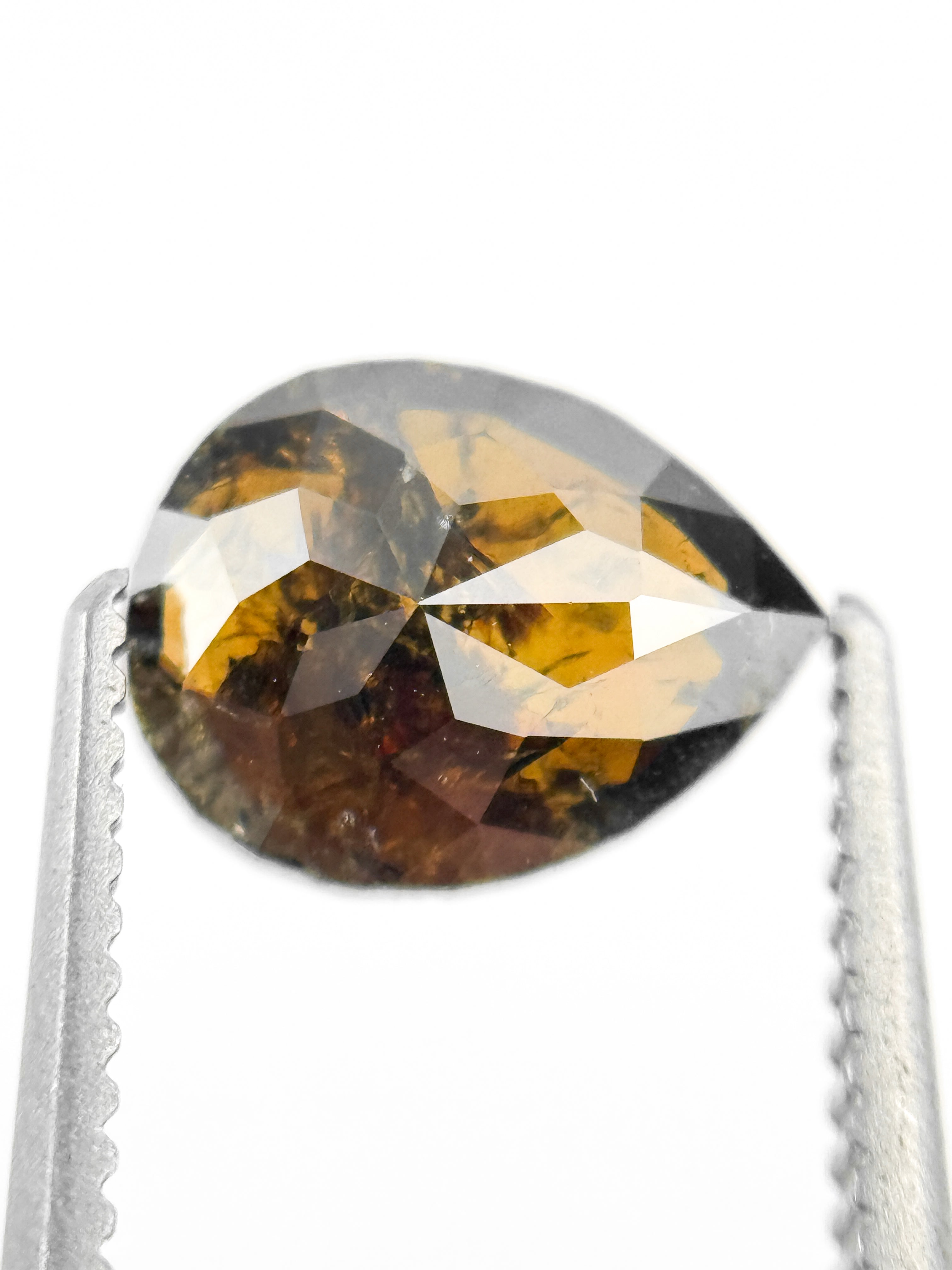 1.12 Ct Pear Rose Cut Brown Natural Fancy Diamond