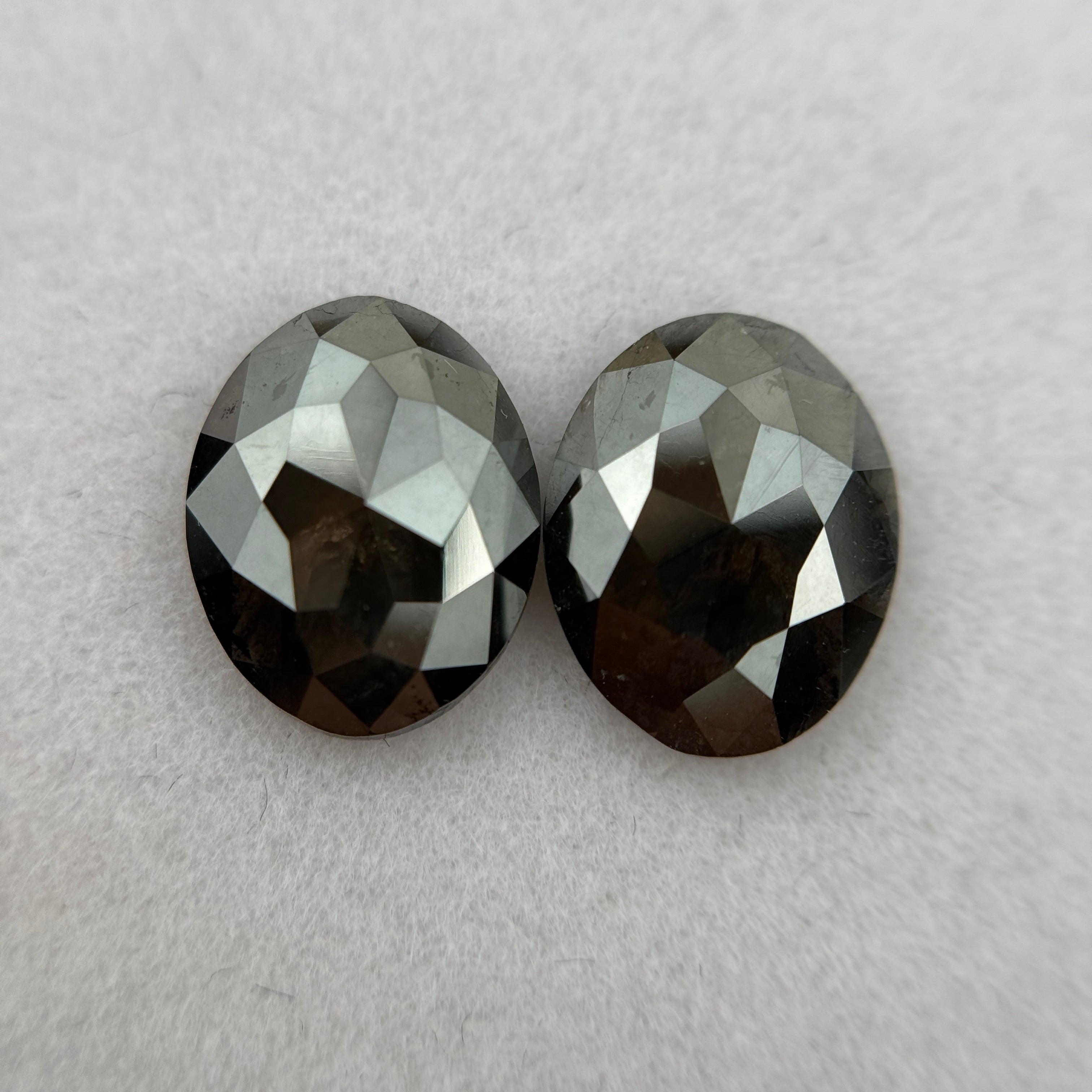 4.26 Ct Oval Rose Cut Black Natural Rare Diamond Pair