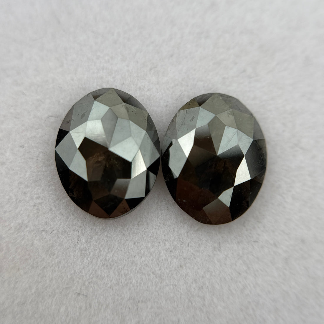 4.26 Ct Oval Rose Cut Black Natural Rare Diamond Pair