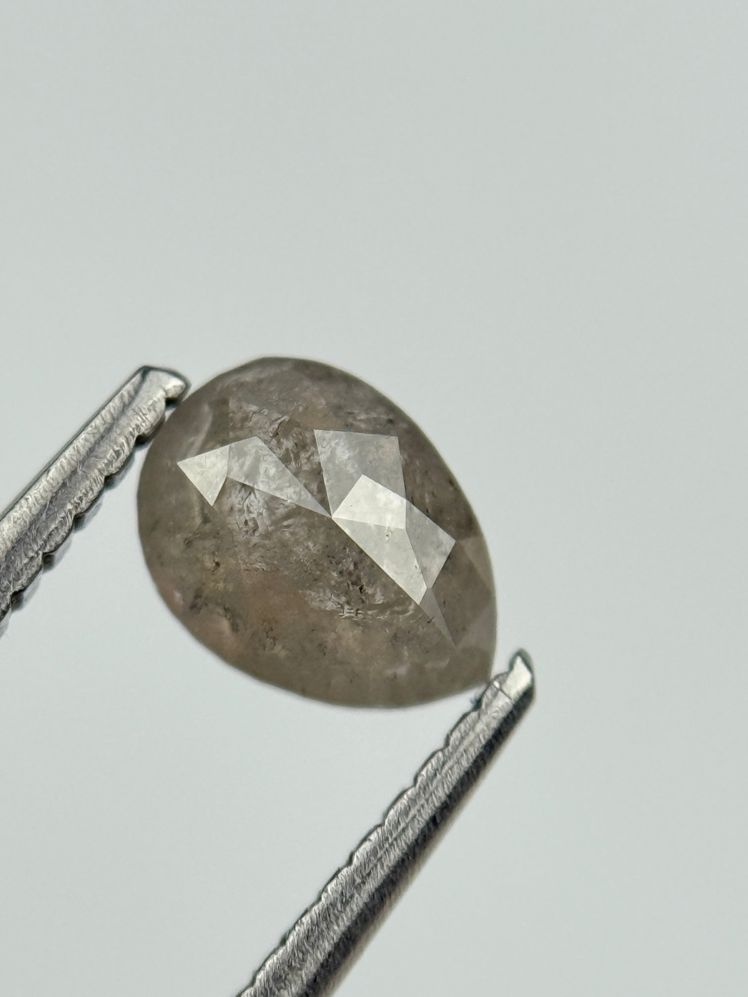 0.75 Ct Pear Rose Cut Grey Natural Salt and Pepper Diamond