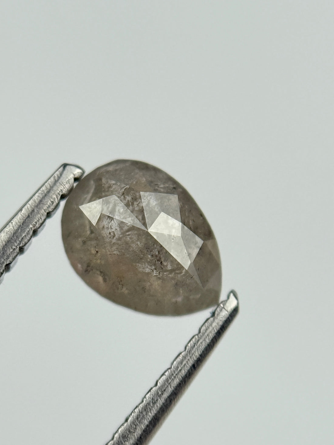 0.75 Ct Pear Rose Cut Grey Natural Salt and Pepper Diamond