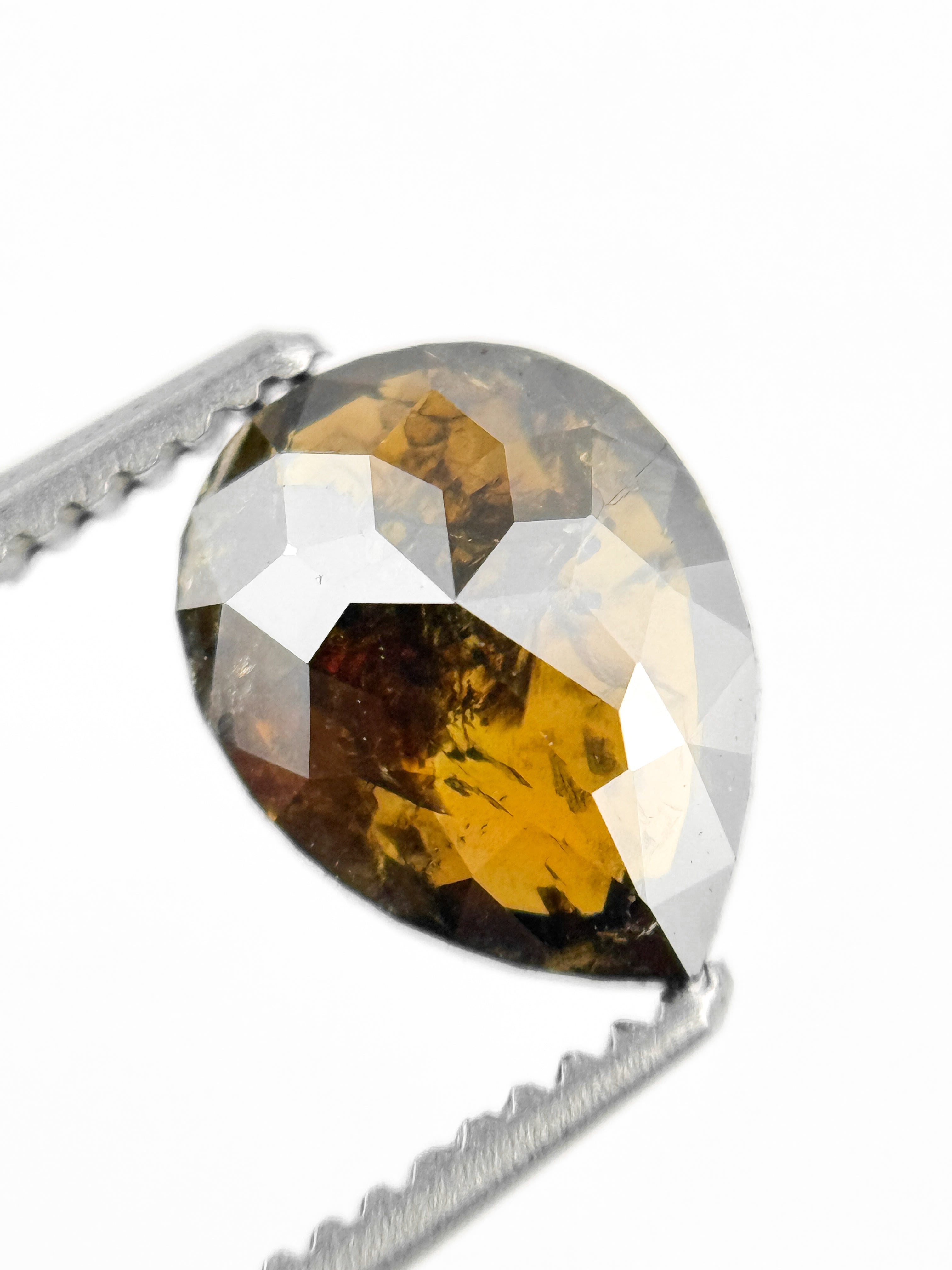 1.12 Ct Pear Rose Cut Brown Natural Fancy Diamond