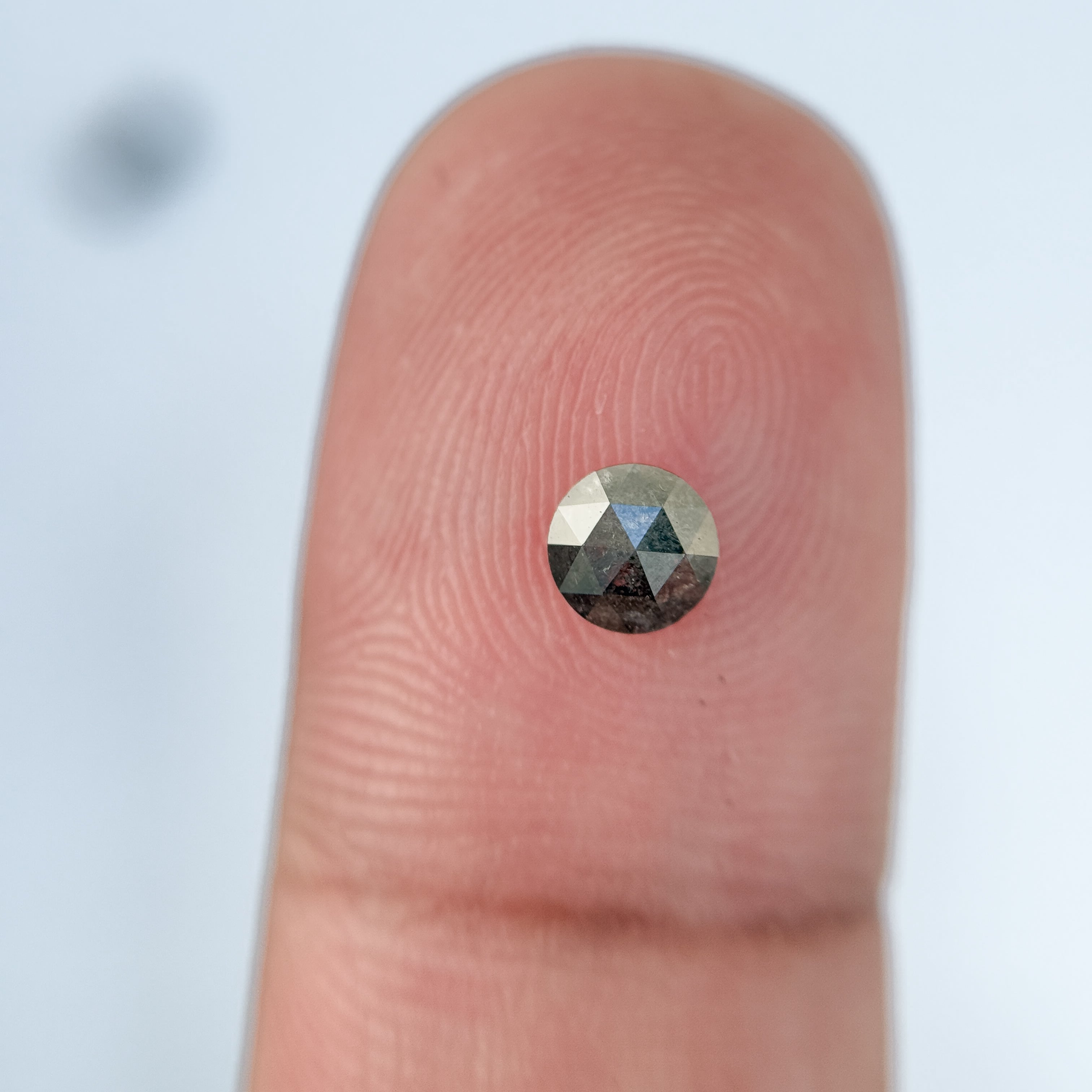 0.42 Ct Round Rose Cut Grey Natural Salt and Pepper Diamond