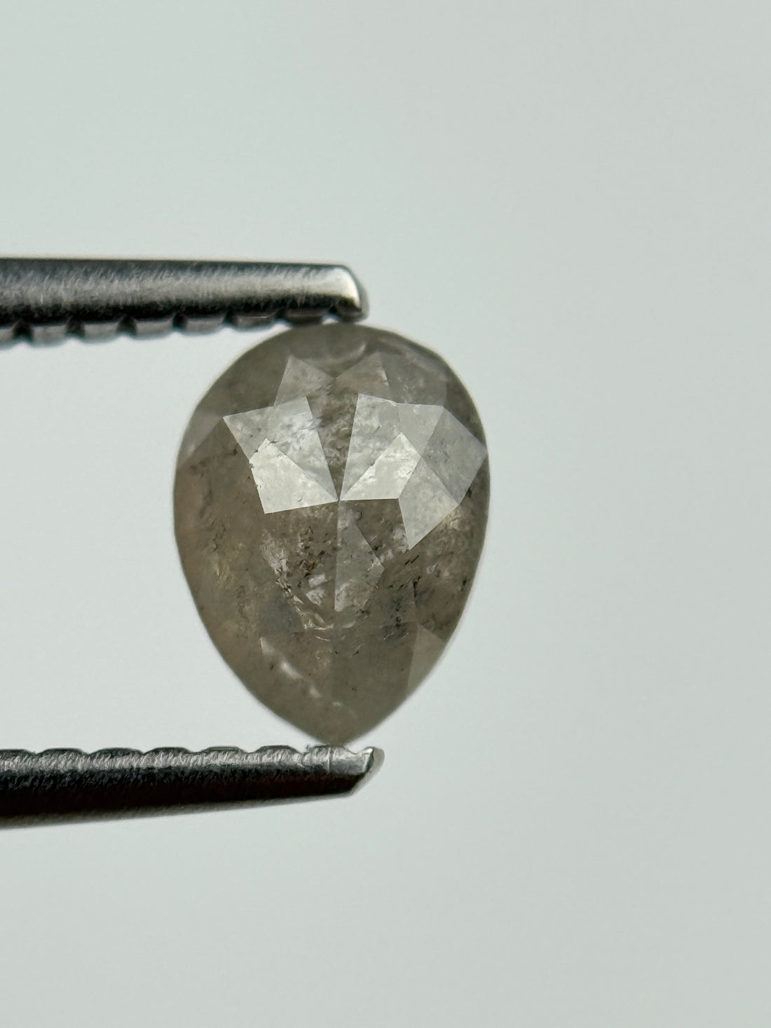 0.75 Ct Pear Rose Cut Grey Natural Salt and Pepper Diamond