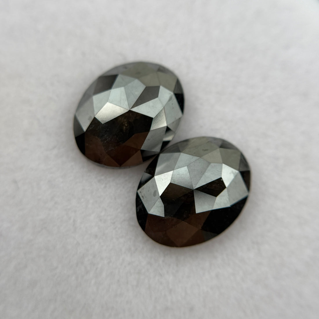4.26 Ct Oval Rose Cut Black Natural Rare Diamond Pair